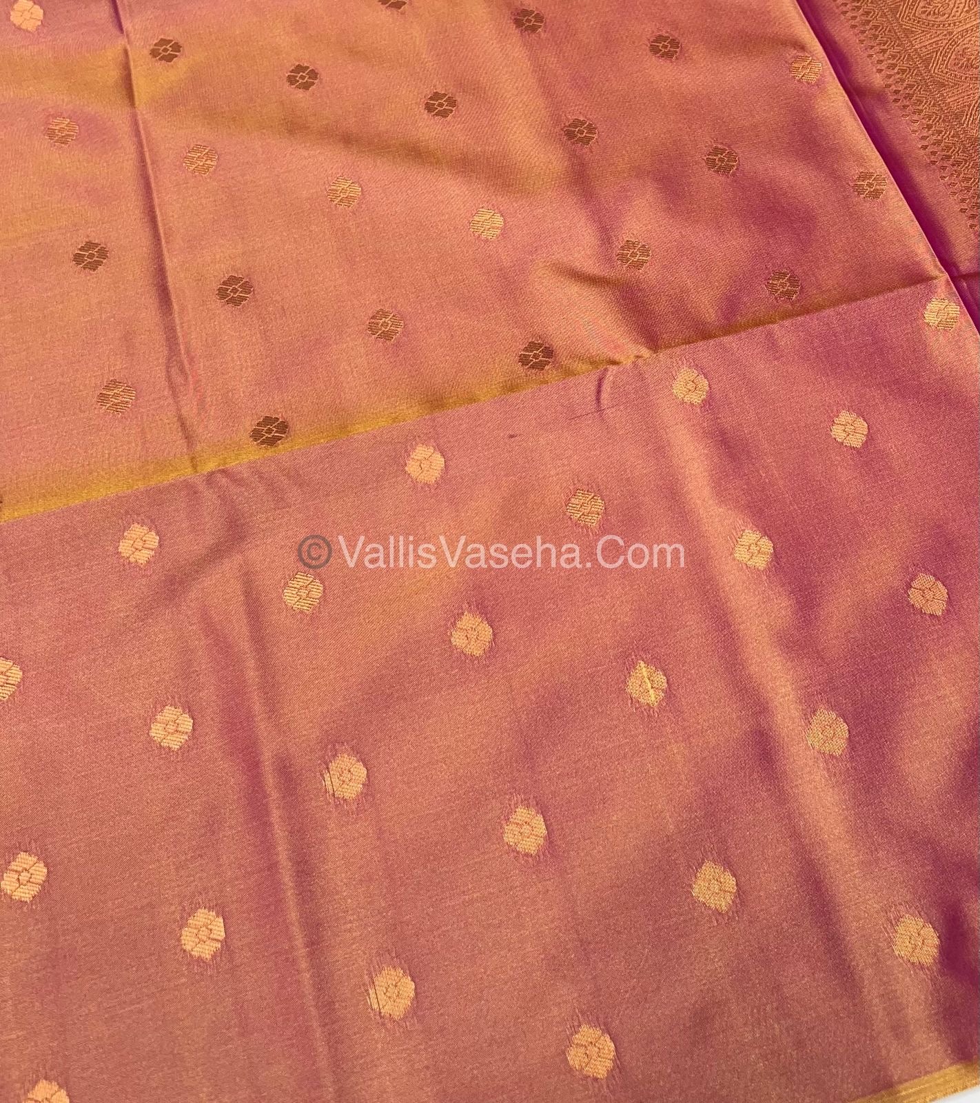 Semi Soft Silk - Border less - Double tone Pinkish Yellow Shade -VVSSS007
