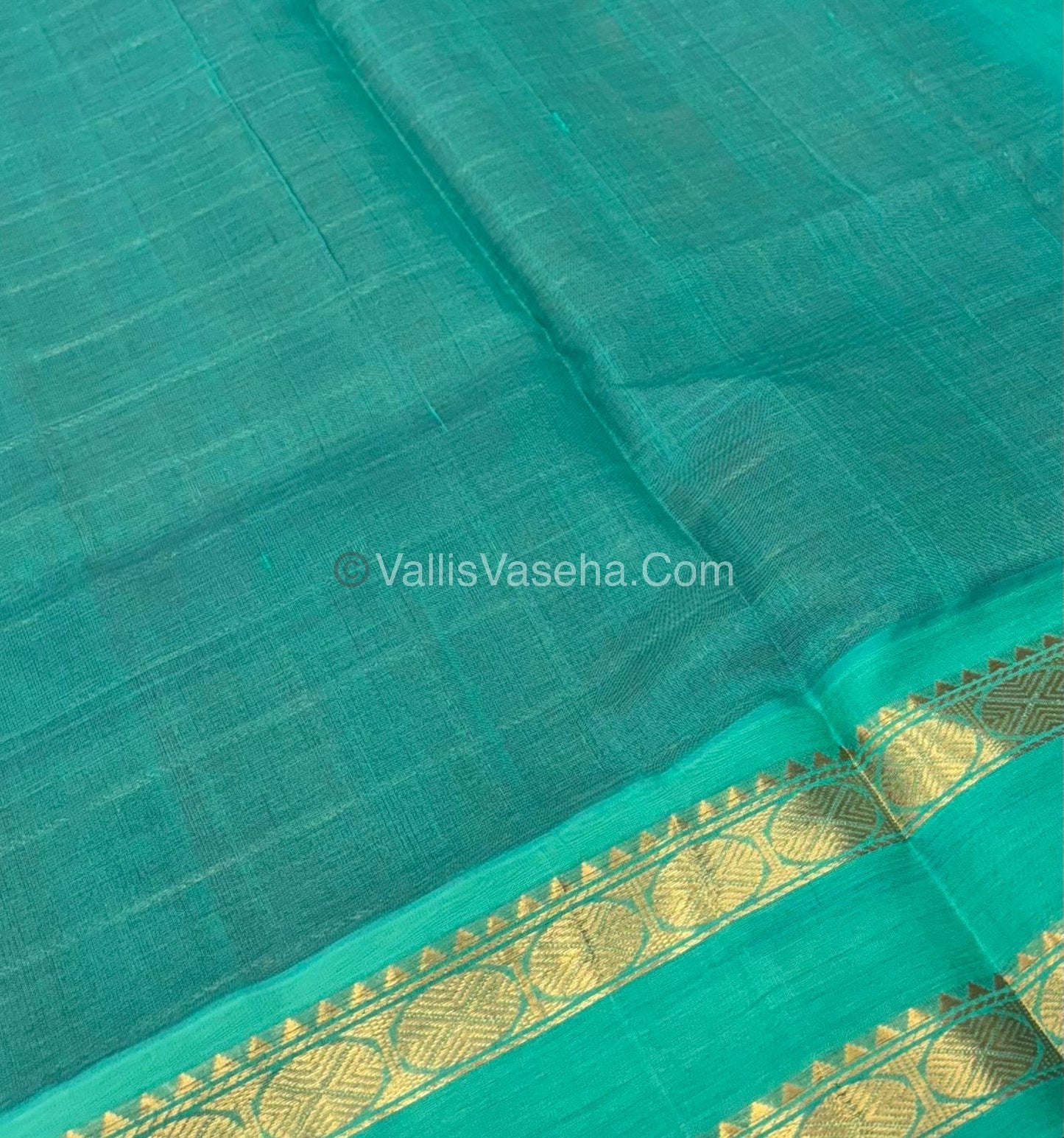 Pure Korvai Silk Cotton Saree - Red With Blue - VVKSC020