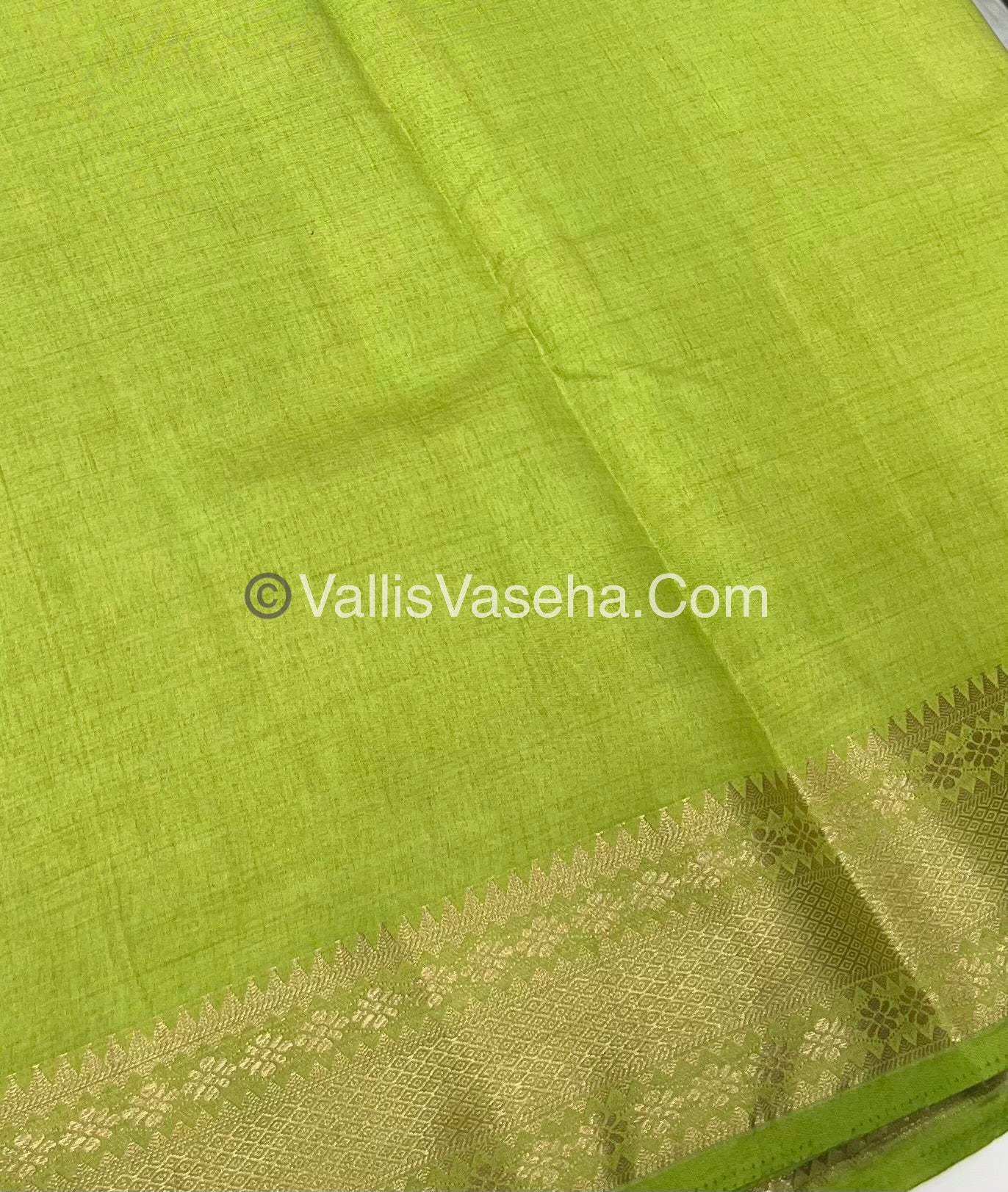Semi Tussar Silk - Grand Pallu - Pista Green Shade - VVSTS017