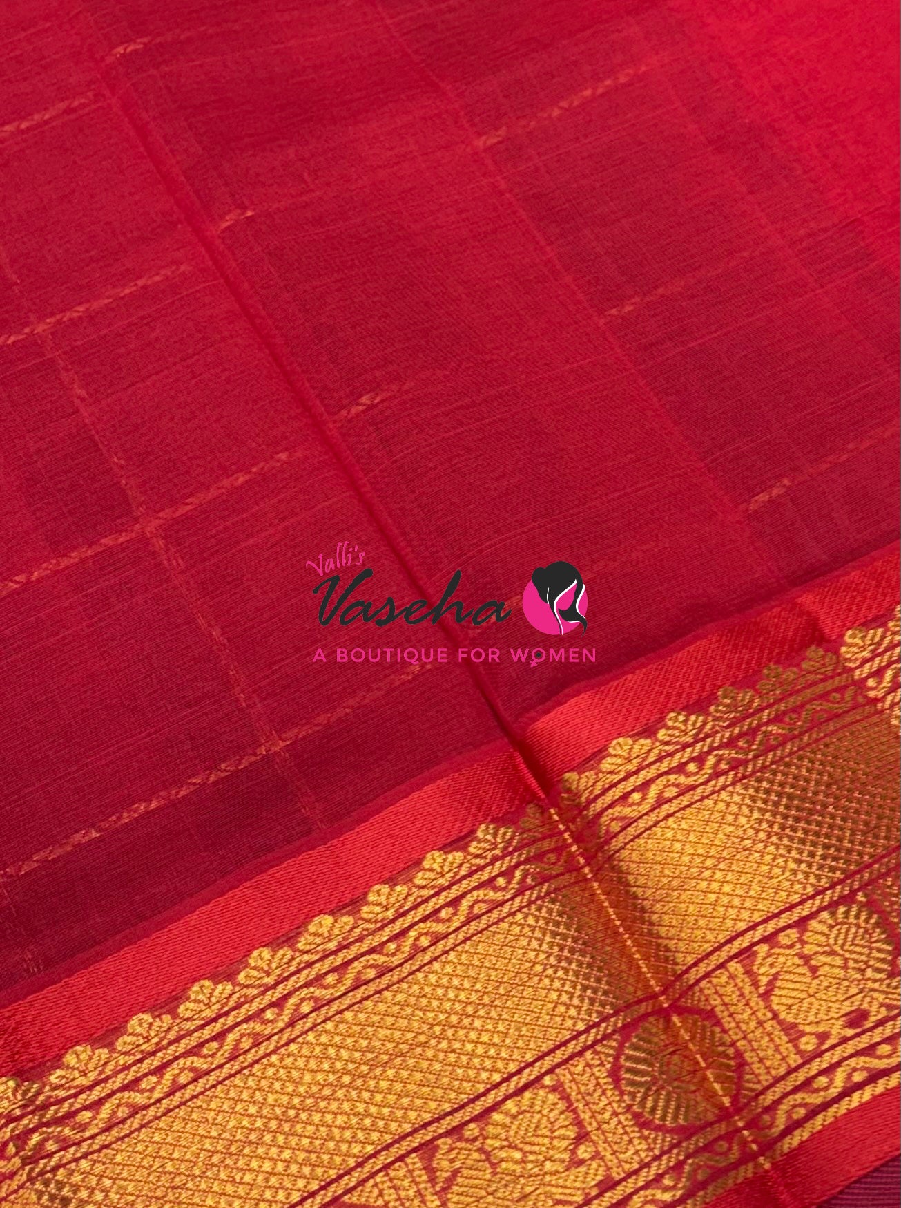 Pure Silk Cotton Saree - Mayil & Chakkaram Design - Navy Blue With Red VVMC001