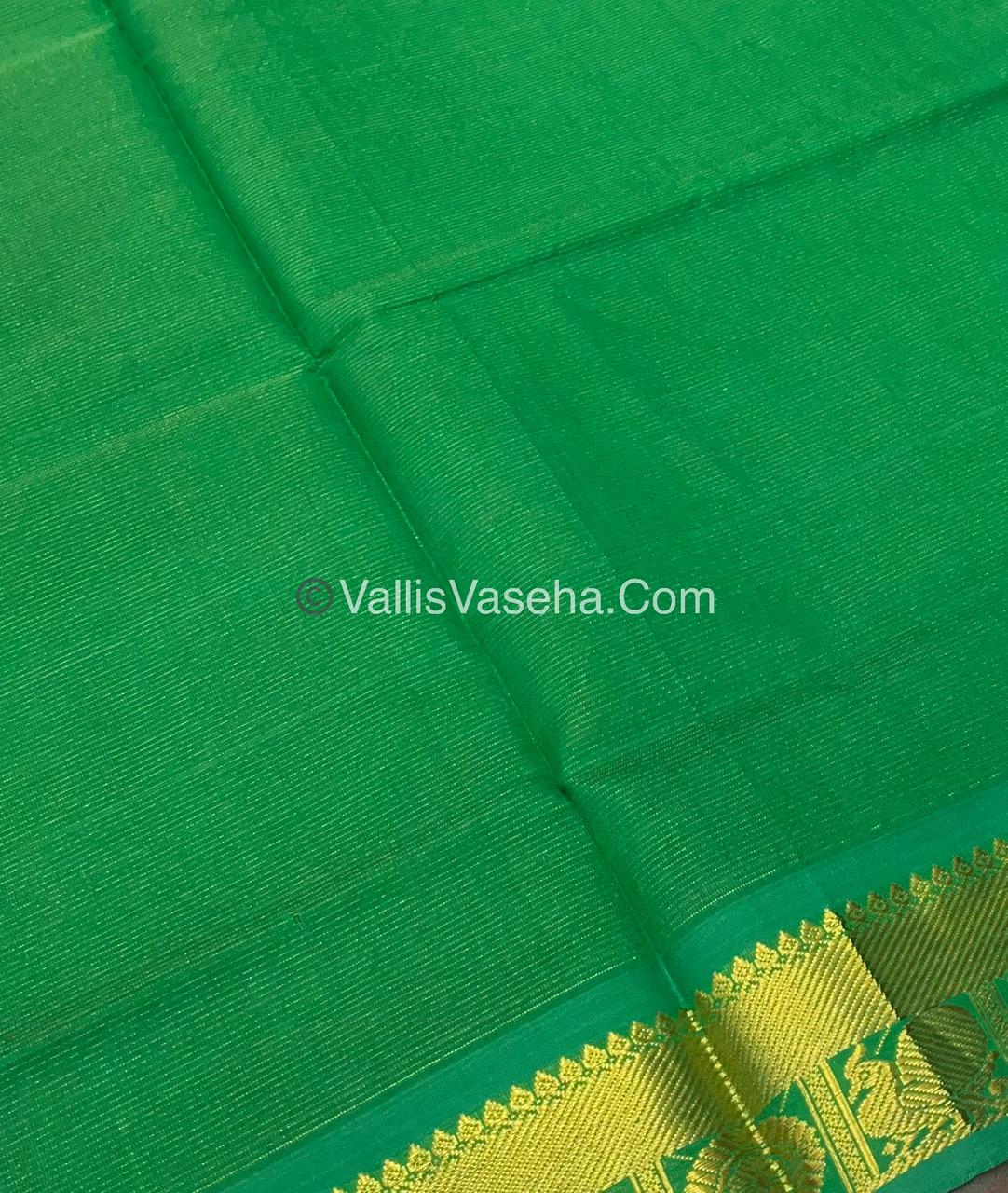 Semi Silk Cotton Saree - Radish Maroon With Green Shade - VVSSC008
