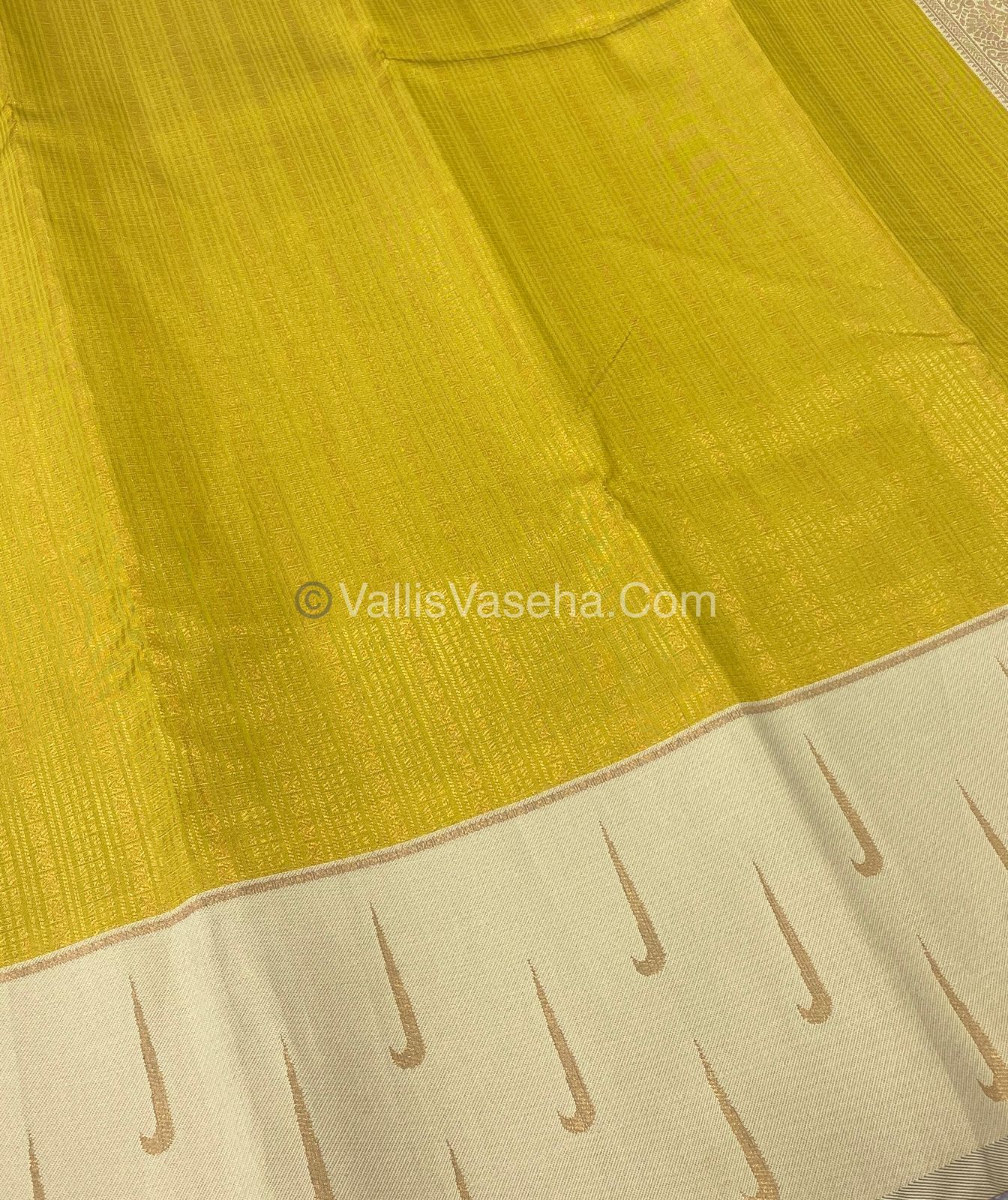 Kanchi Semi Silk - Yellow with Cream VVKSS001