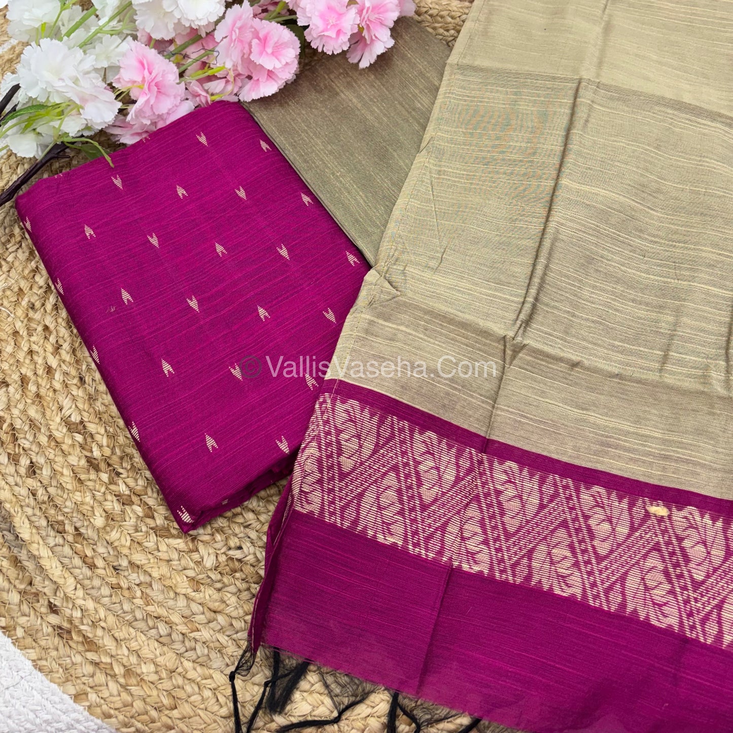 Unstitched Salwar Material -Raw Silk - Pink Shade - VVUSM011