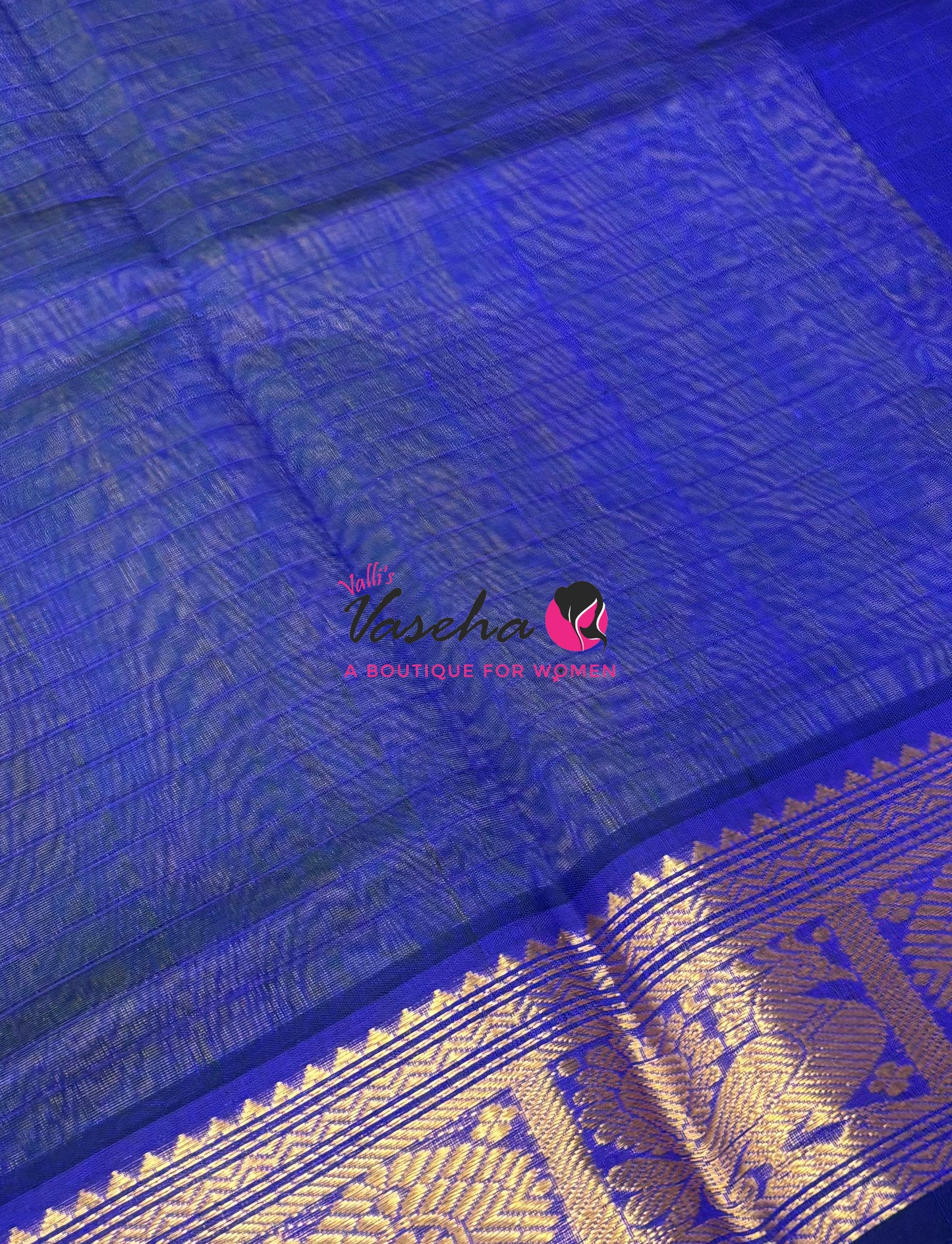Pure Silk Cotton Saree - Green With Blue - Lakshadeepam Design - VVPLD001