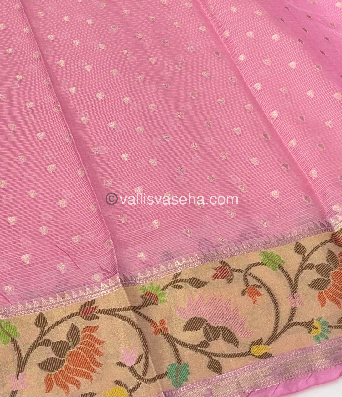 Kota Saree - Paithani Border - Peach with Pink - VVKPS001