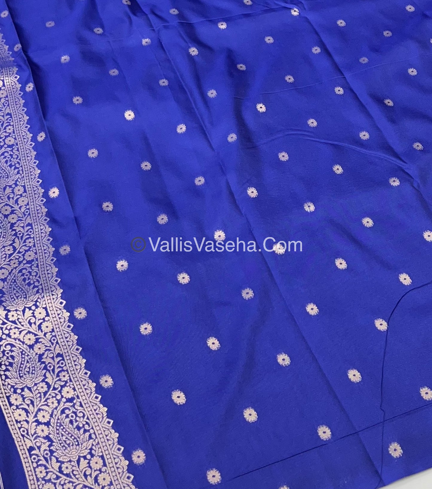 Semi Soft Silk - Elephant Butta Border - Blue Shade -VVSSS011
