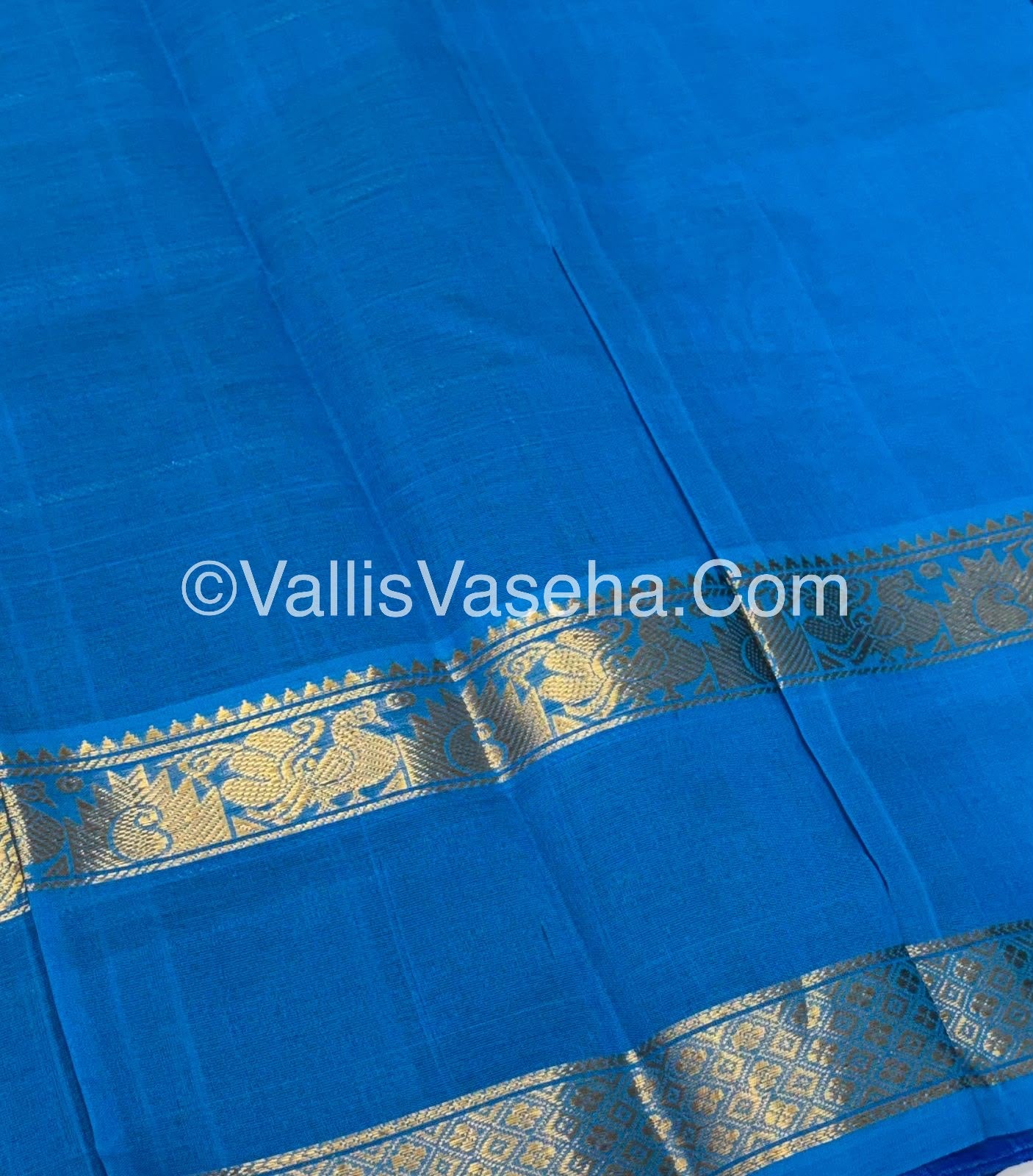 Pure Silk Cotton Saree - Brown with Blue- VVPSC012