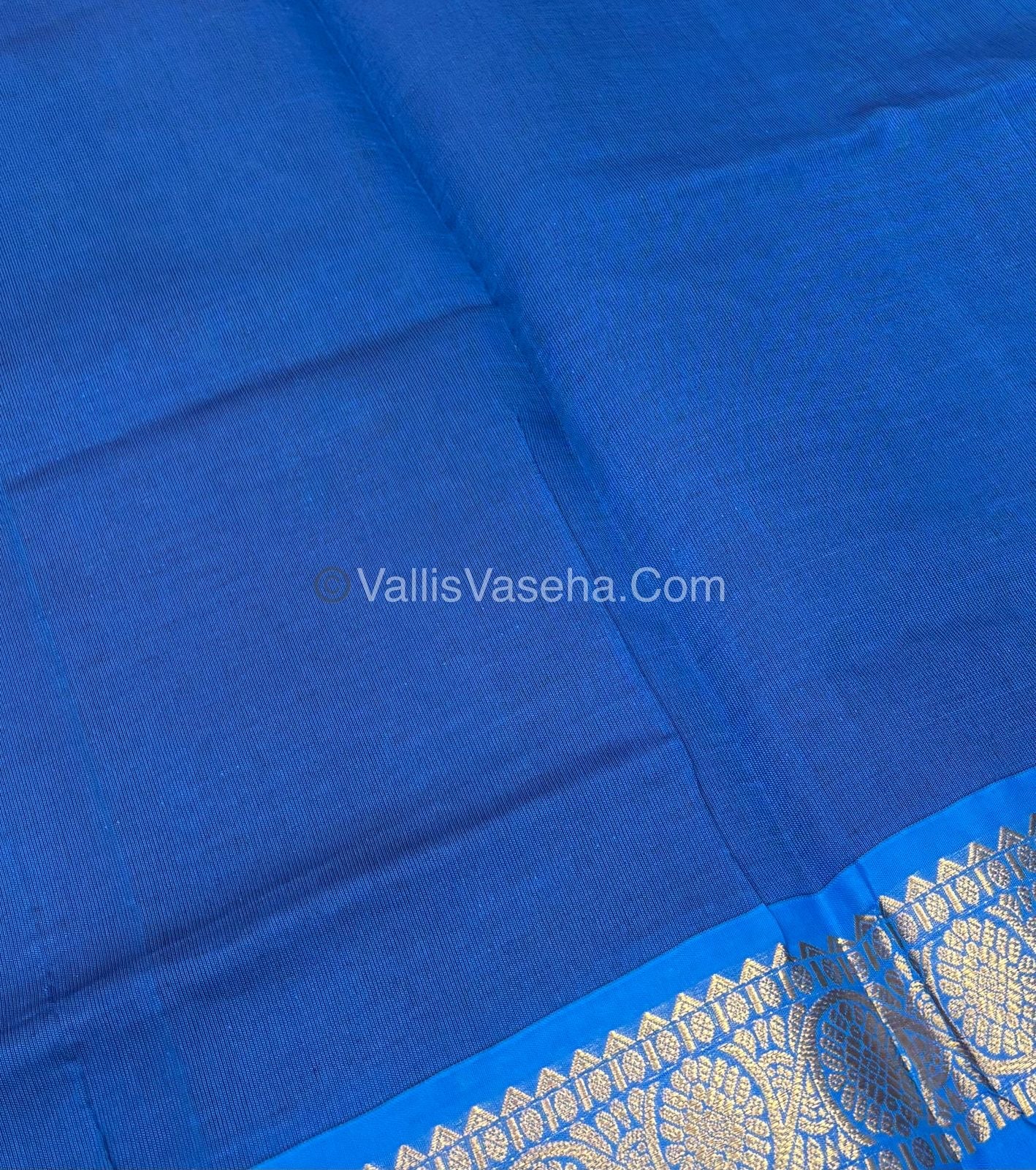 Semi Silk Cotton Saree - Navy Blue With Blue Shade - VVSSC007