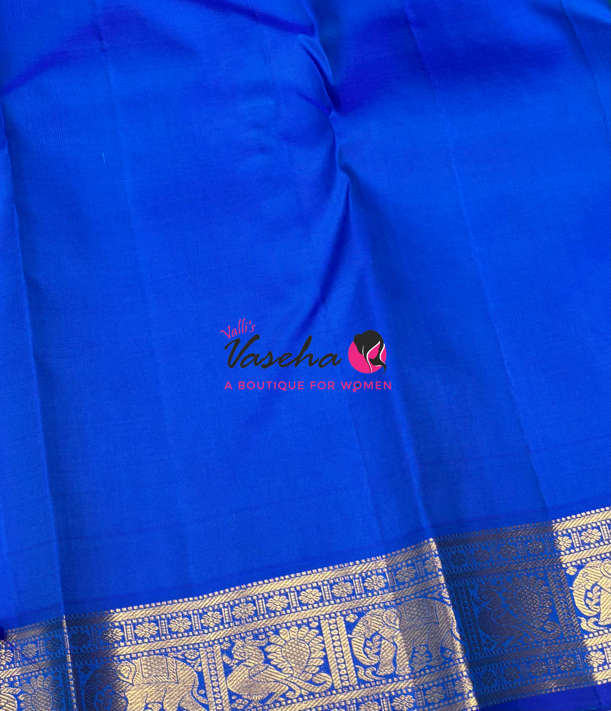 Pure Kanchipuram Silk Saree - Blue & Blue Combo - VVPS025