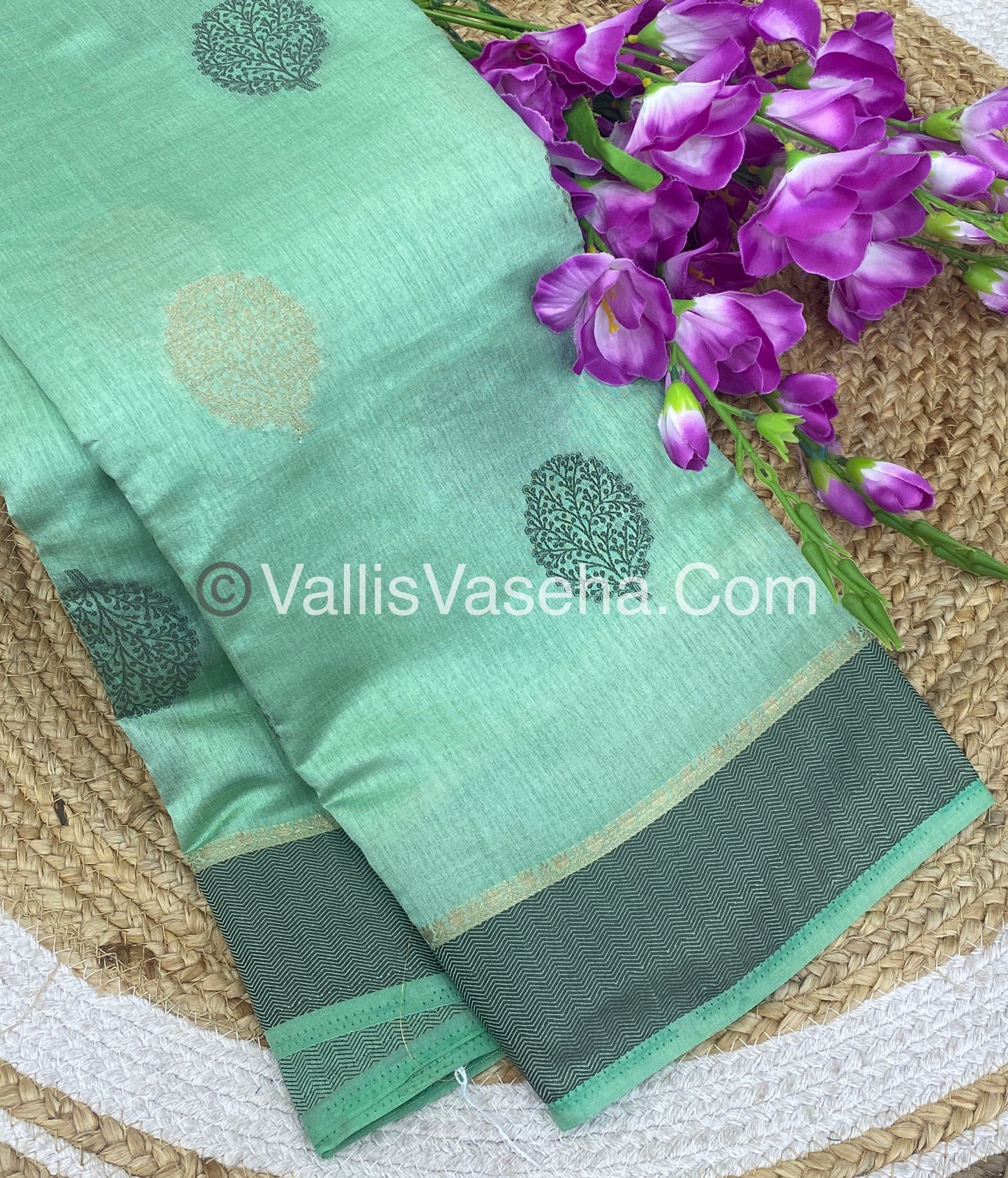 Semi Tussar Silk Saree - Pastel Green Shade - VVSTS009