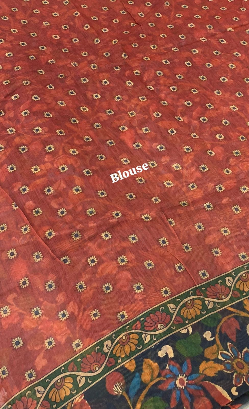 Chanderi Mixed Cotton Saree - Ikkat & kalamkari design - VVCC002