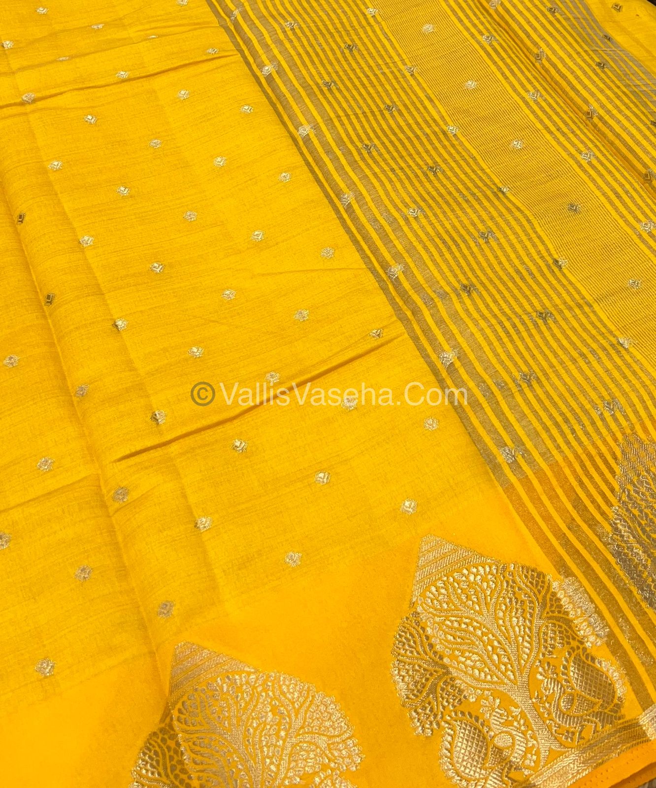 Semi Tussar Silk Saree - Yellow Shade - VVSTS036