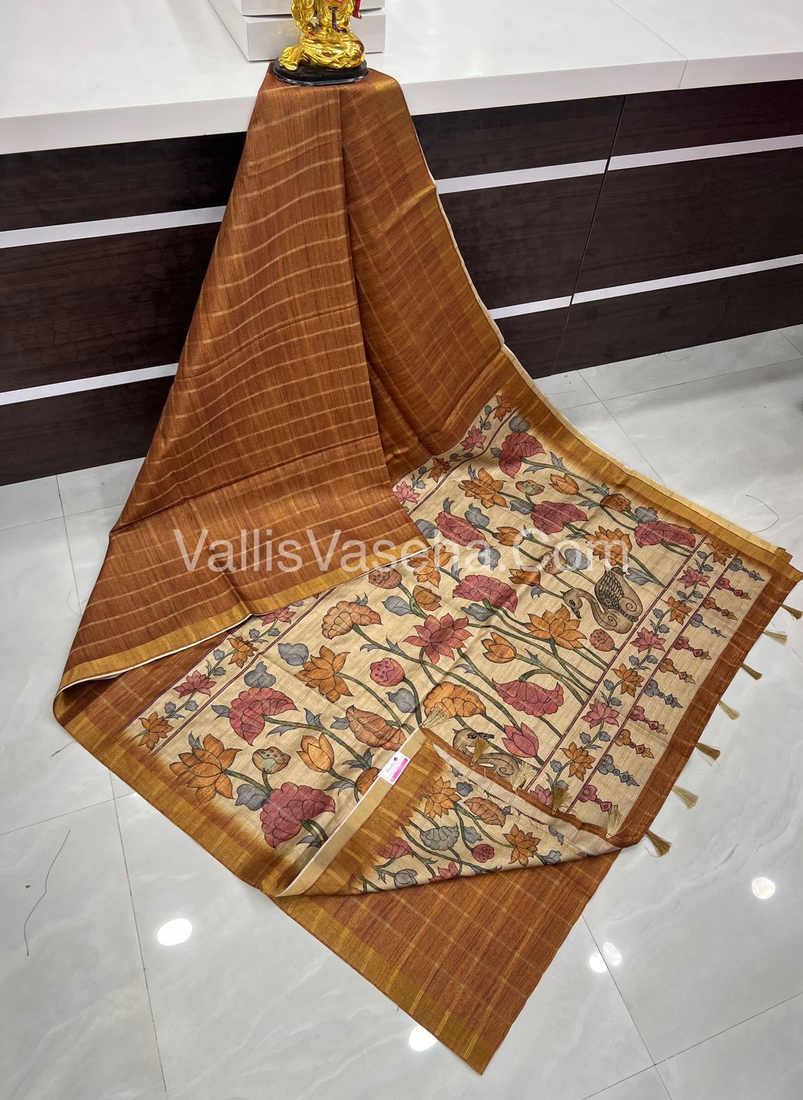 Semi Chanderi Saree - checks pattern - VVSCS004