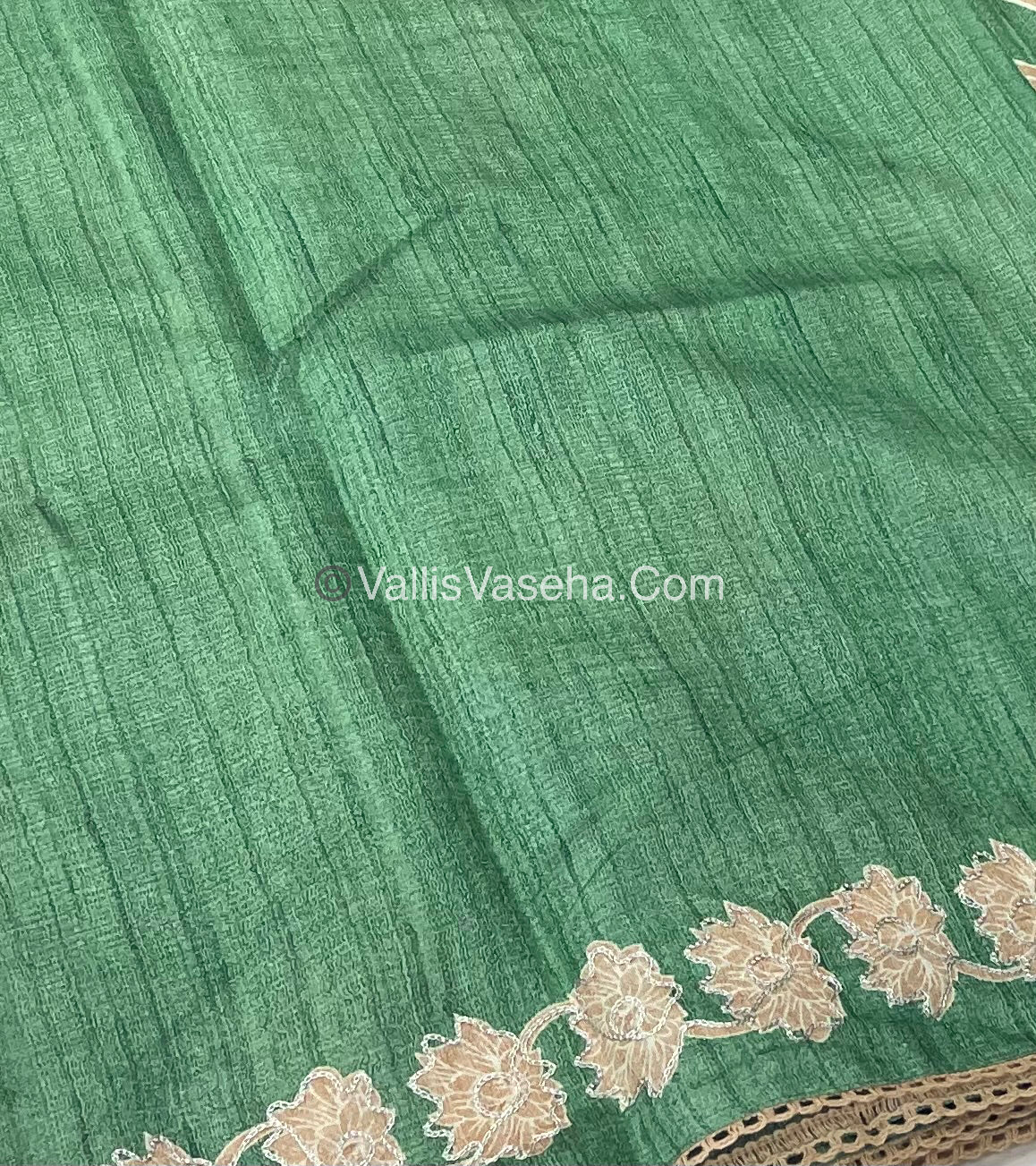 Semi Raw Silk with embroidery work - VVSRS001