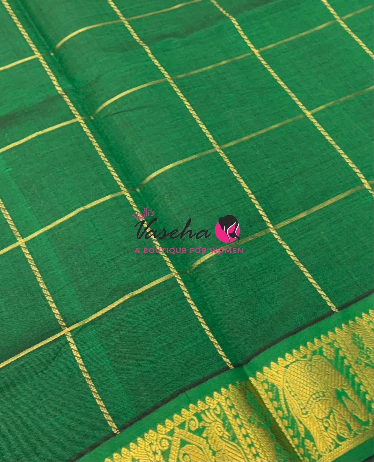 Semi Silk Cotton Saree - Checked Pattern with Butta - VVSSC013