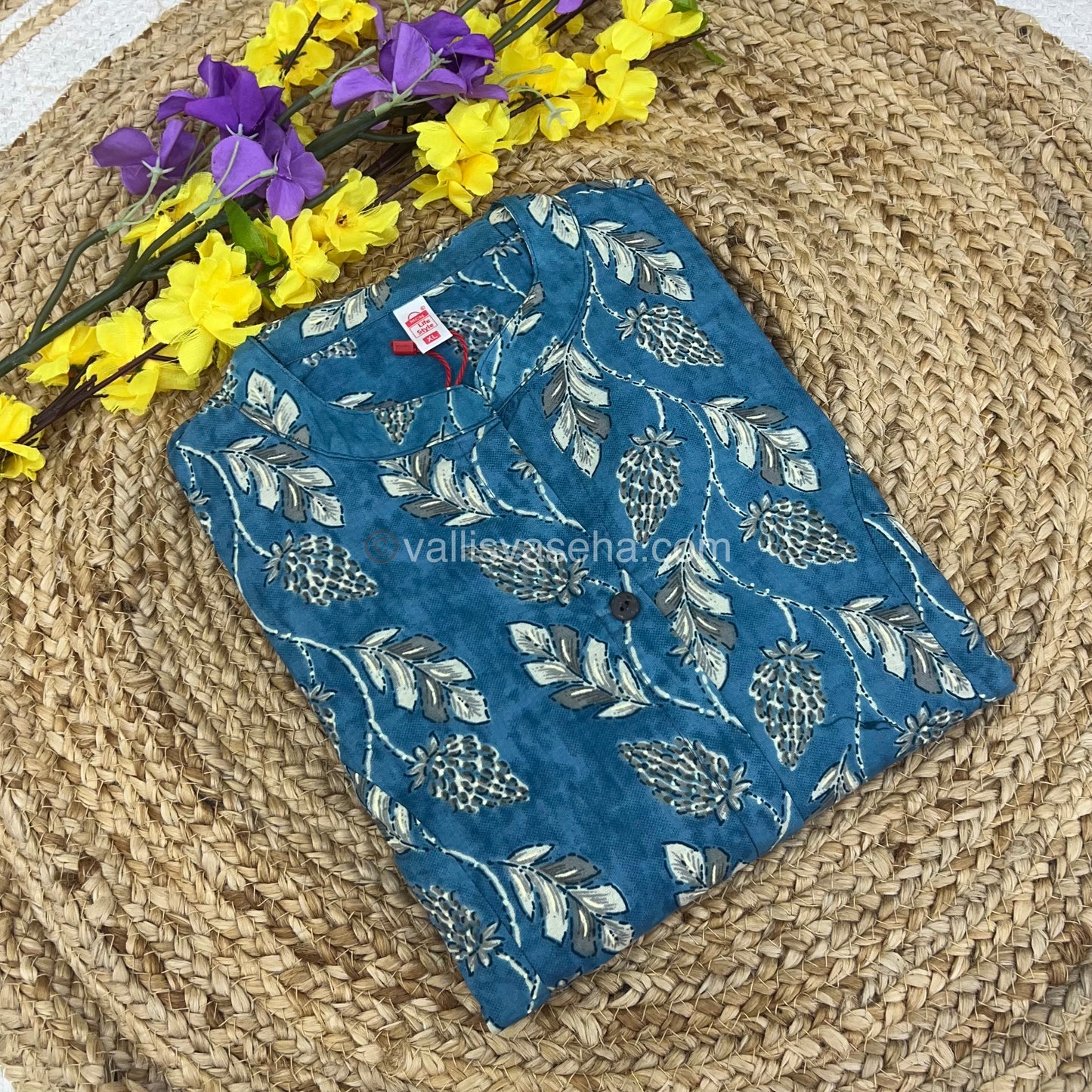 Slub Cotton - Printed Kurti - A - Line Cut - VVALK001