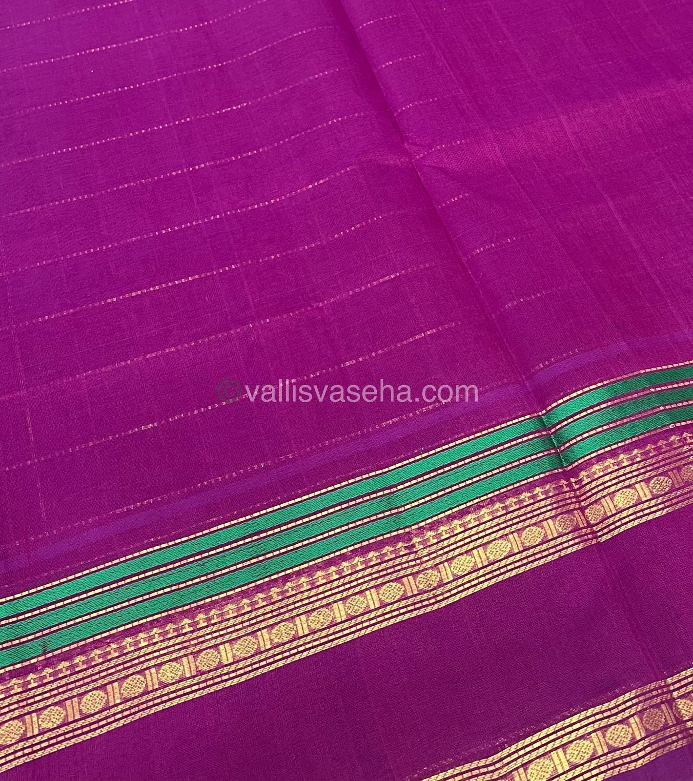 Pure Silk Cotton Saree - Retta Petta Border - Dark Purple Shade - VVPSC001