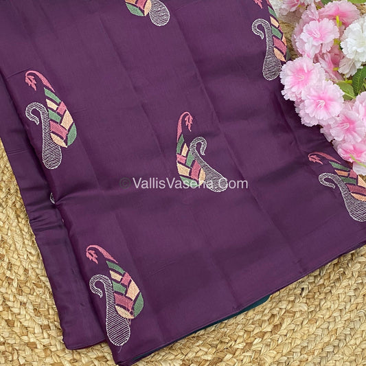 Butter Silk - Purple  & peacock green Combo - VVBS002