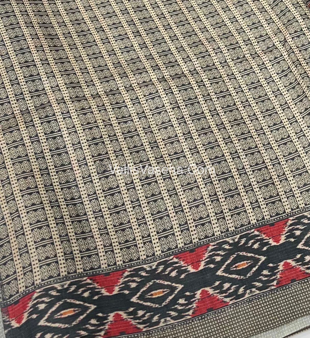 Semi Tussar - Kantha Work Embroidery - Grey Shade - VVSTK001