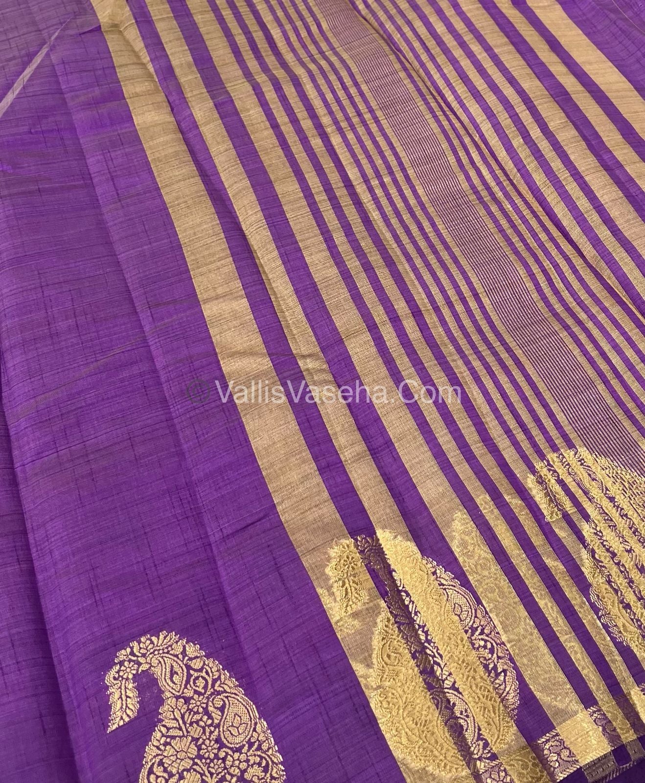 Semi Tussar Silk - Small Mango Purple Shade - VVSTS002