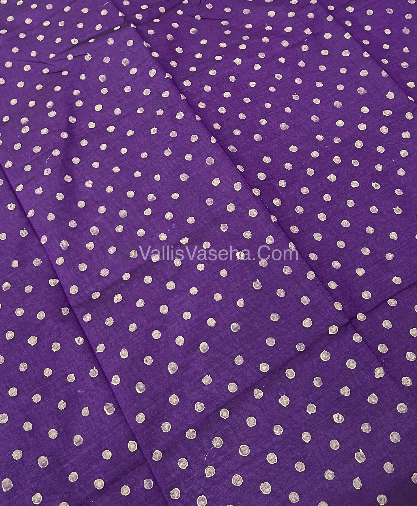 South Mixed Cotton - Mirror Work Embroidery - Cream with Purple - VVPCM002