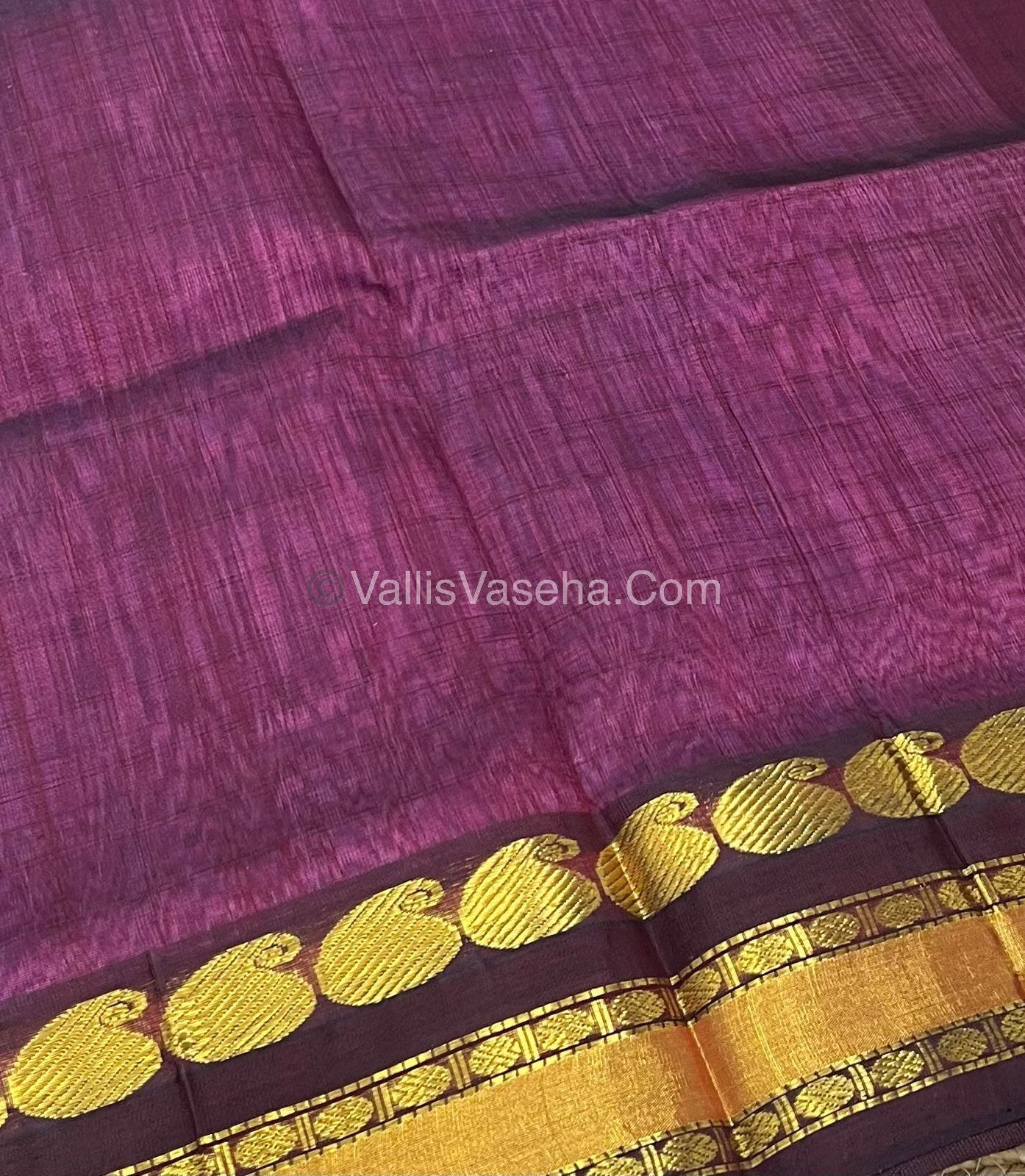 Pure Korvai Silk Cotton - Purplish Pink with Maroon - Checks Pattern - VVKSC008