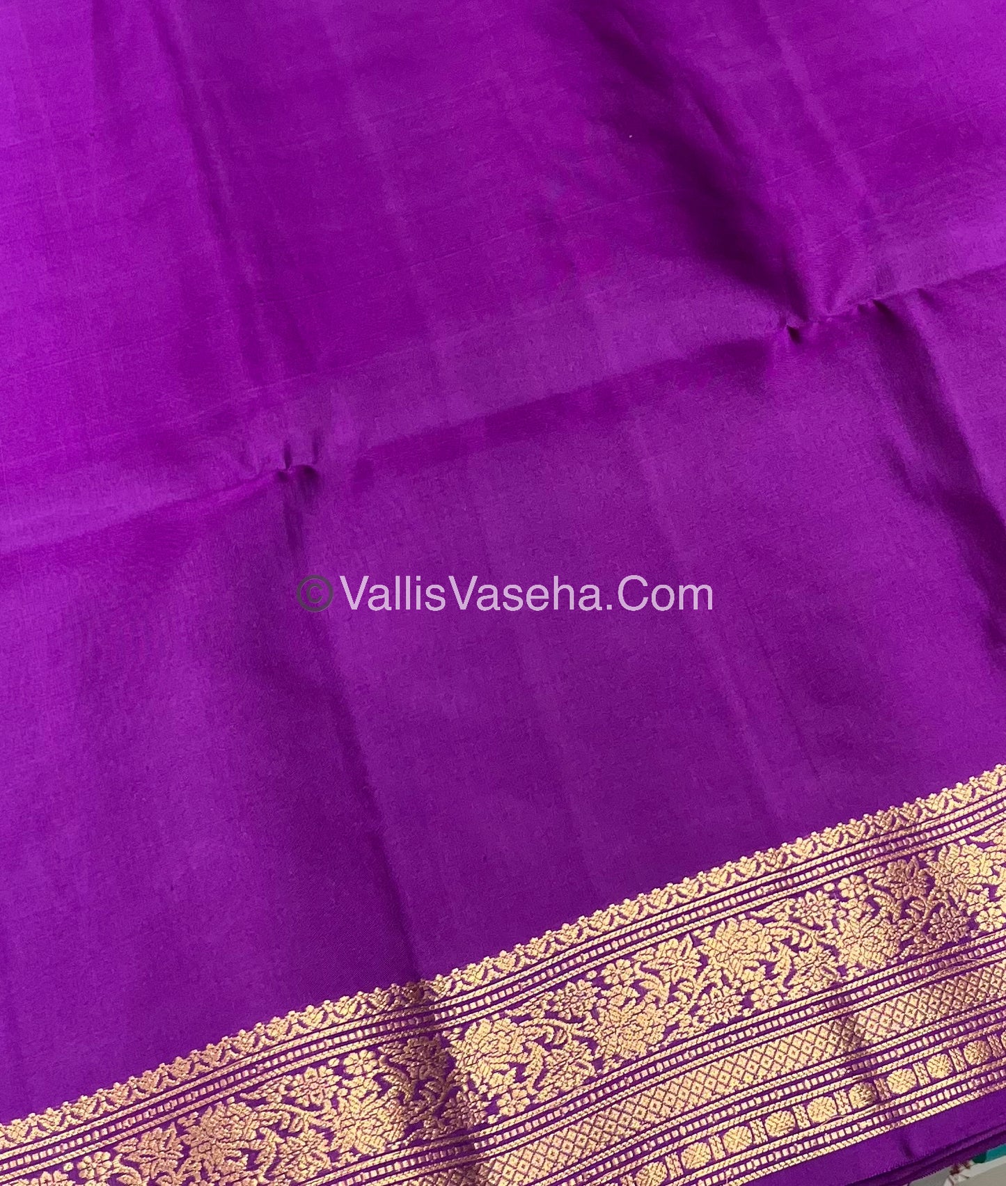 Pure Soft Silk Saree - Kanchi Border - Green & Purple Combo - VVPSS046