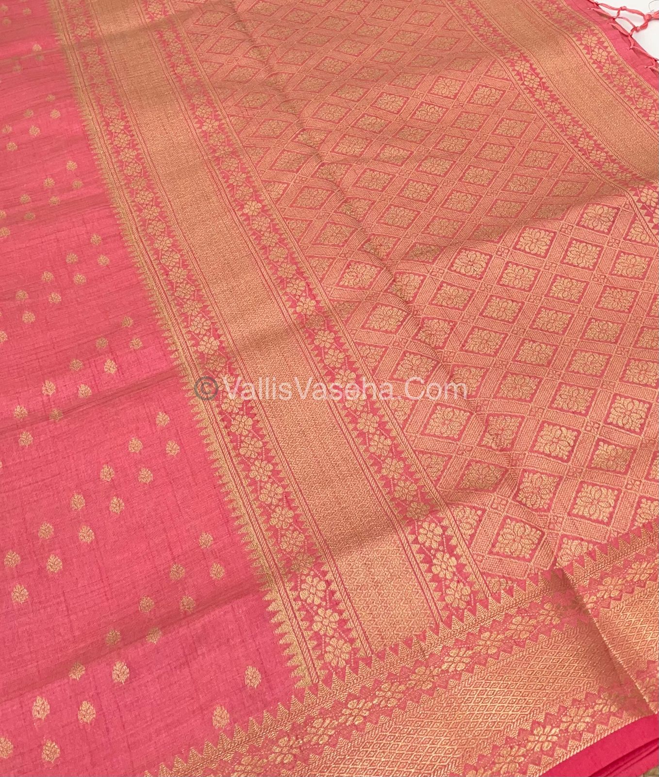 Semi Tussar Silk - Grand Pallu - Peach Shade - VVSTS017
