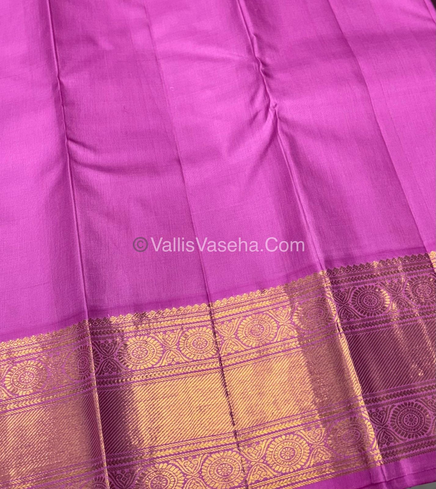 Pure Vintage Korvai Kanchipuram Silk Saree - Brown & Pink Combo - VVPS038