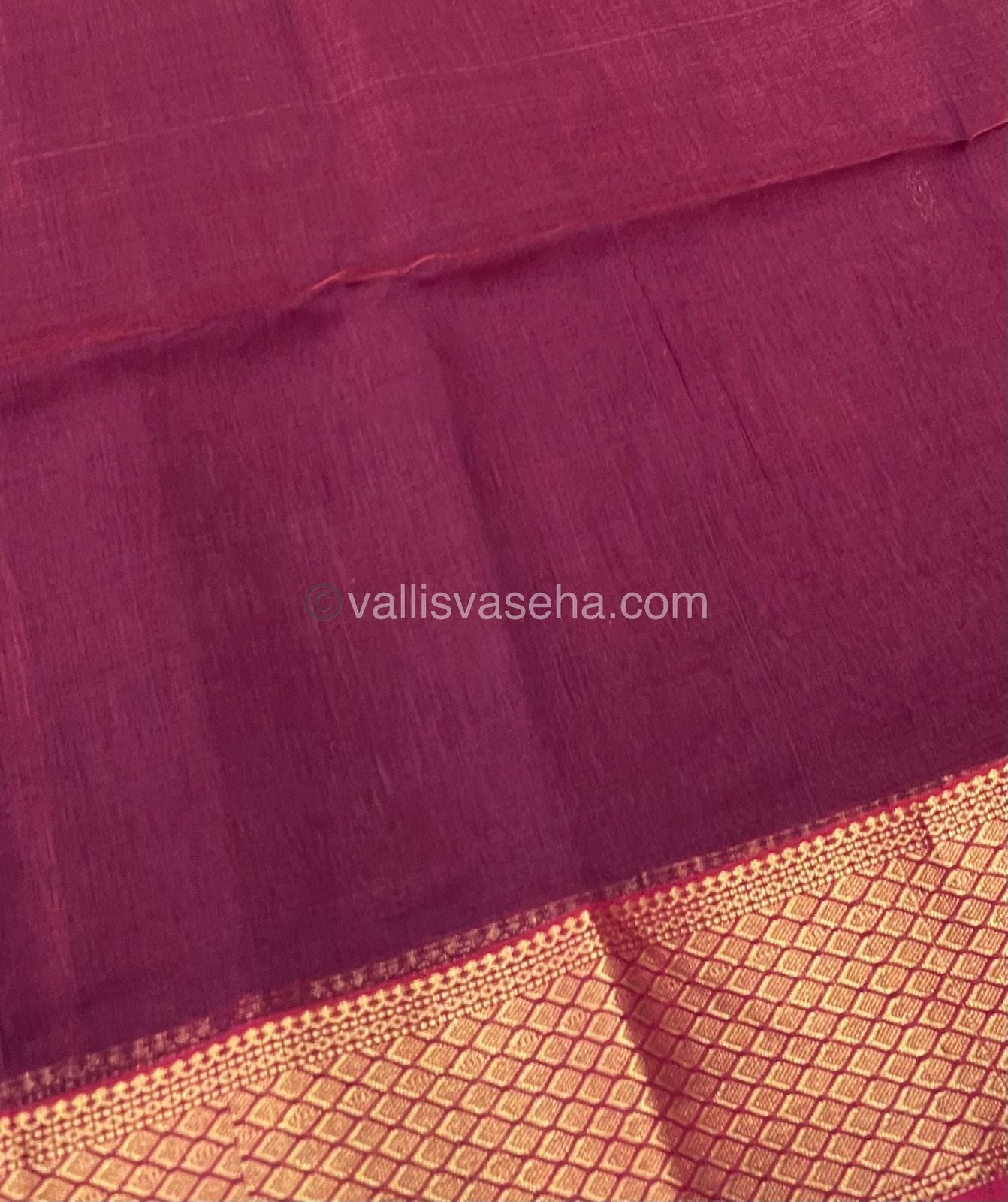 Pure Maheshwari Silk Cotton Saree - Maroonish Wine Color - VVMSC003