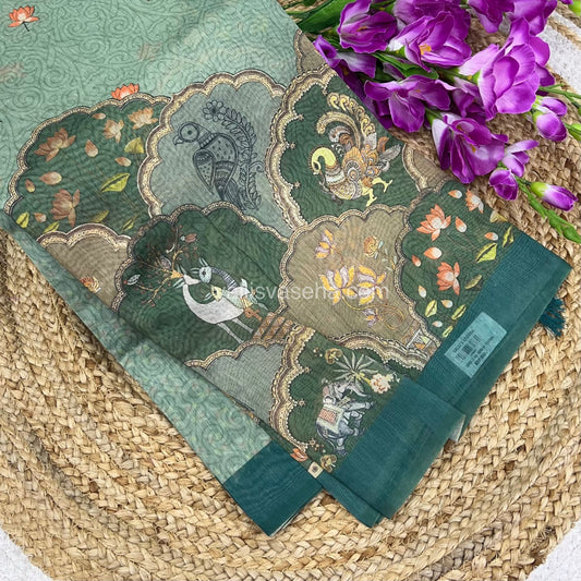 Semi Chanderi Saree - Digital Printed - VVSCD001