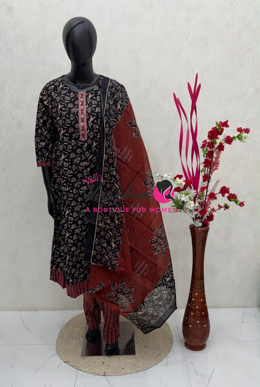 Ready Made - Anarkali - Salwar, Kameez & Duppatta(3pc)- Printed Cotton - VVAS011