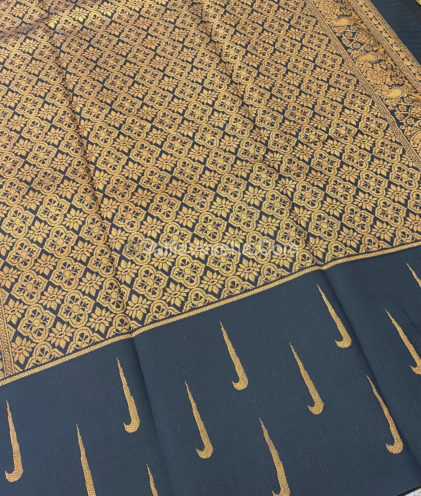 Kanchi Semi Silk - Yellow with Black VVKSS001