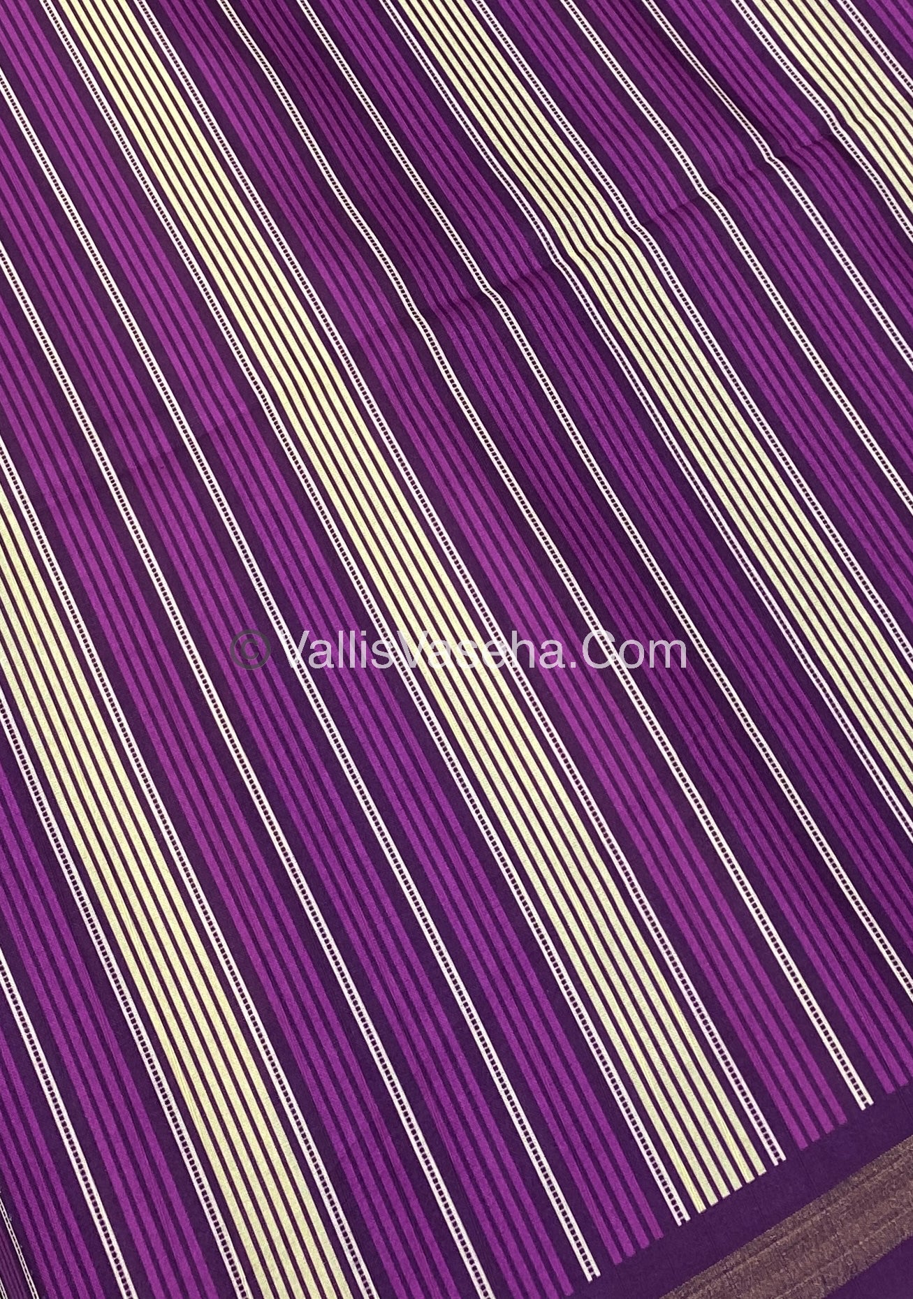 Semi Chanderi Saree - Dark Cream  & Purple Combo - VVSCS003