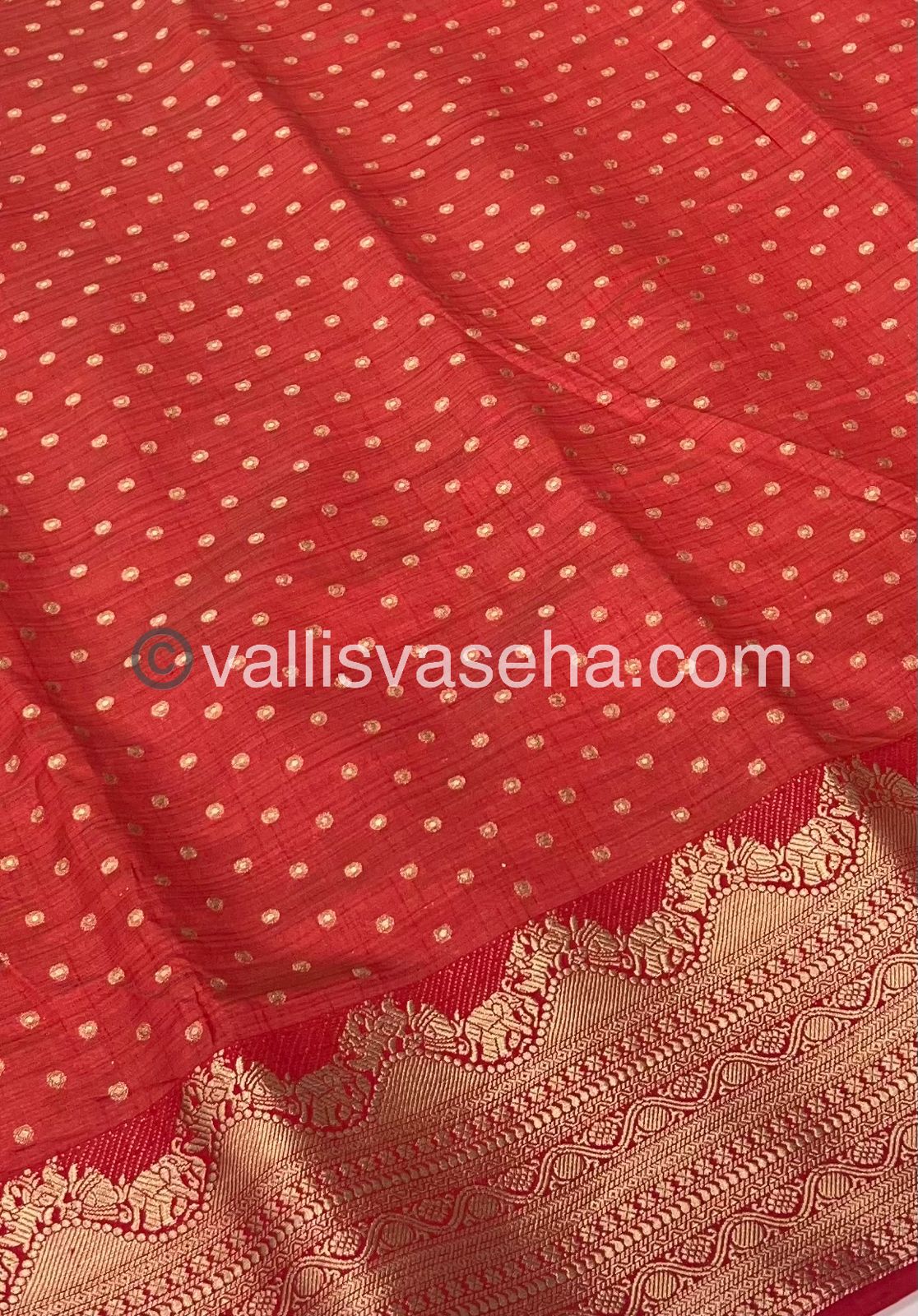 Semi Tussar Silk |Semi Raw Silk - Red Shade - VVSTS008