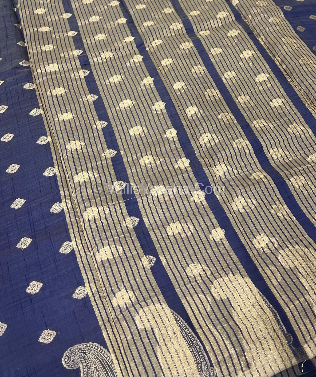 Semi Tussar Silk Saree - Navy Blue shade - VVSTS010