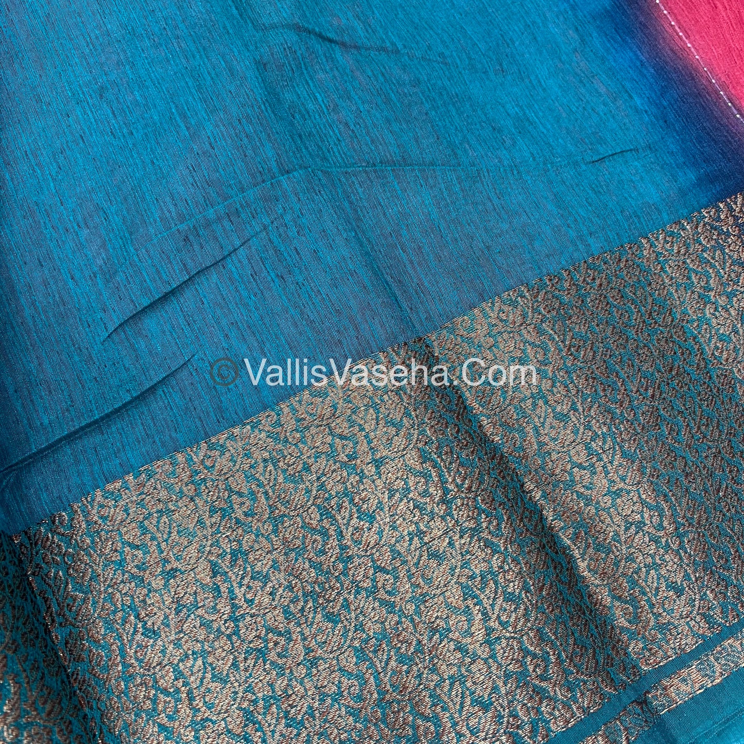 Bamboo Silk Saree - Pink with Blue Shade - VVBSS010