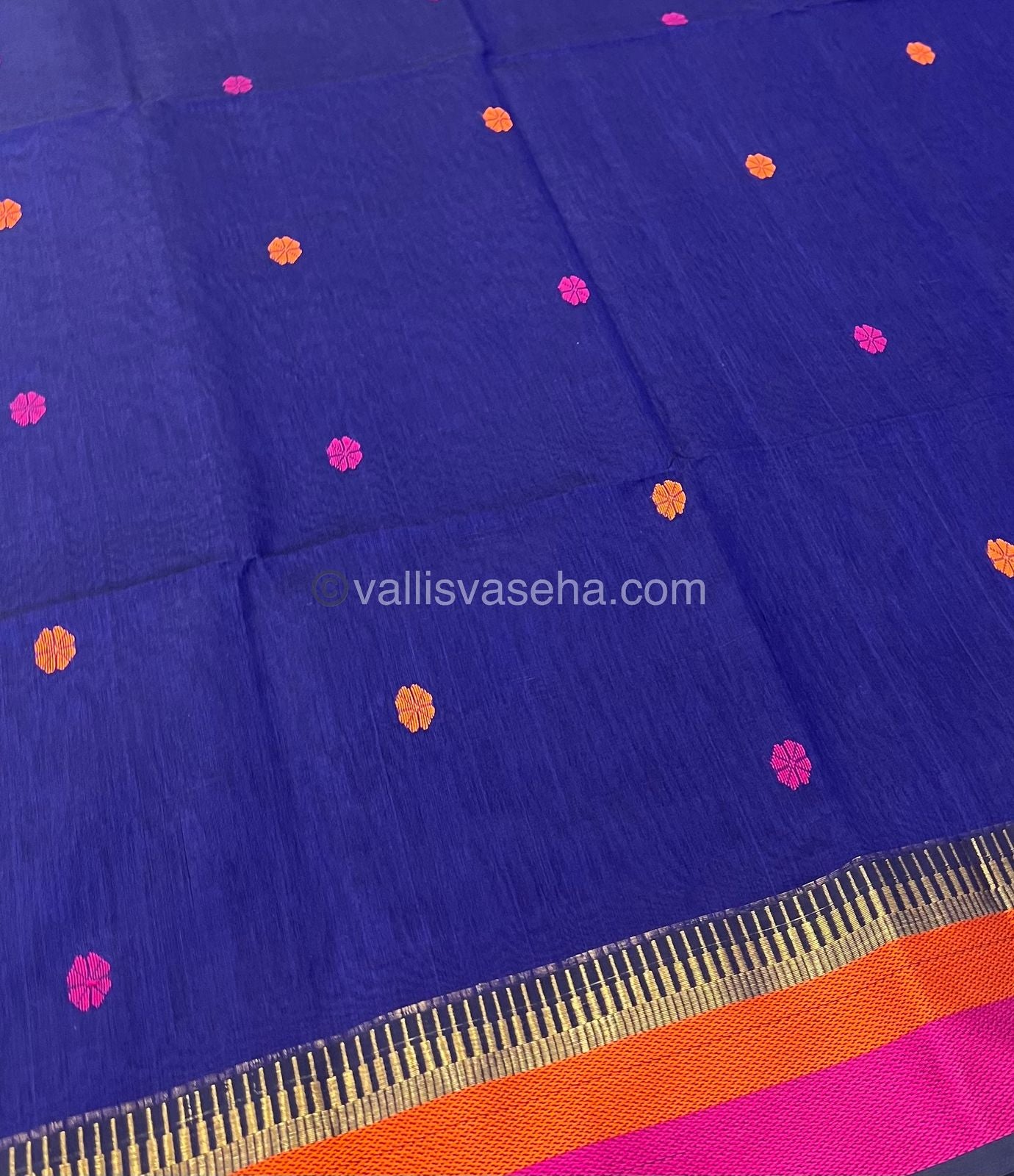 Pure Maheshwari Silk Cotton Saree - Blue & Pink Color - VVMSC004