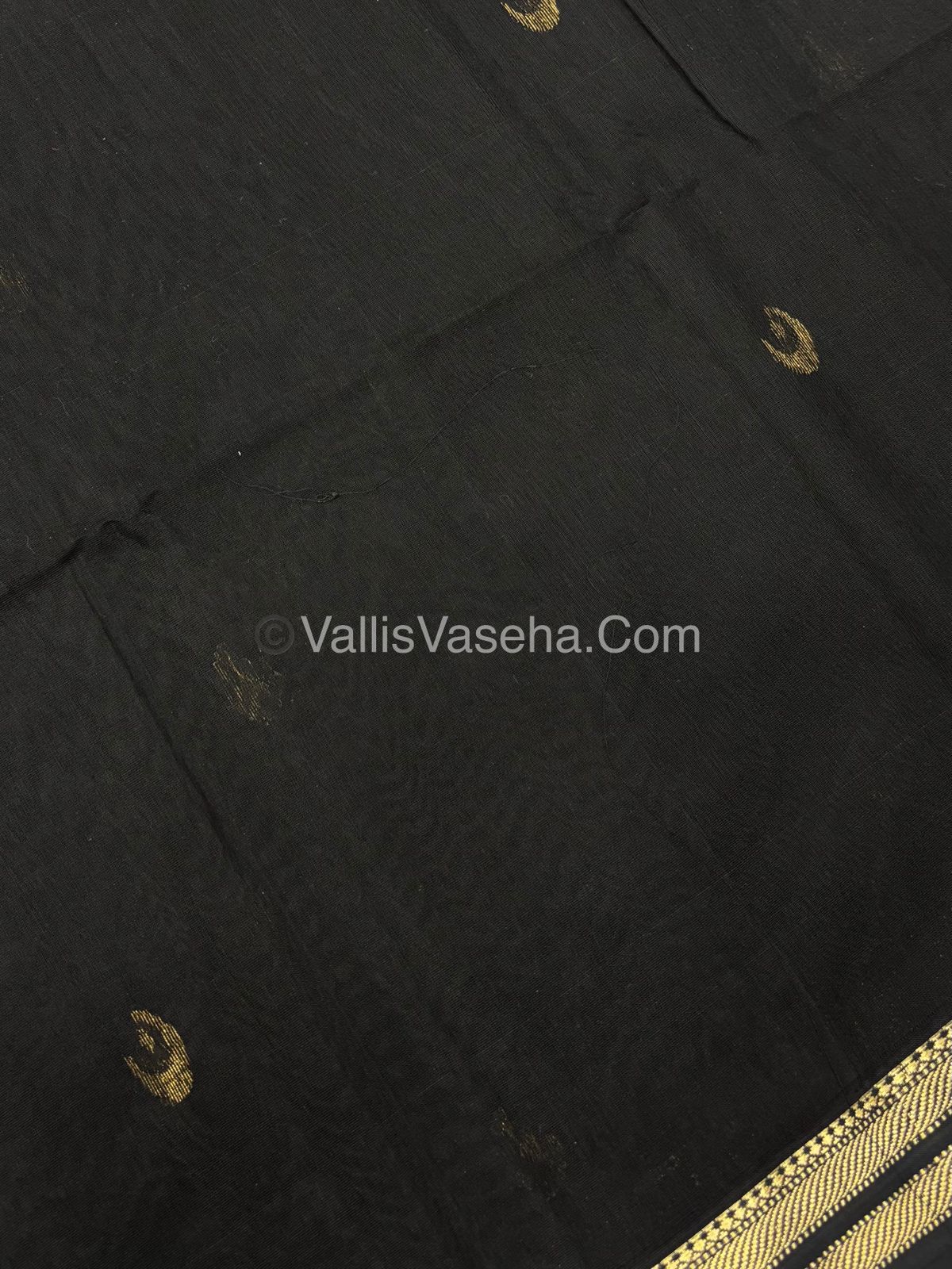 Pure Maheshwari Silk Cotton Saree - Black Color - VVMSC007