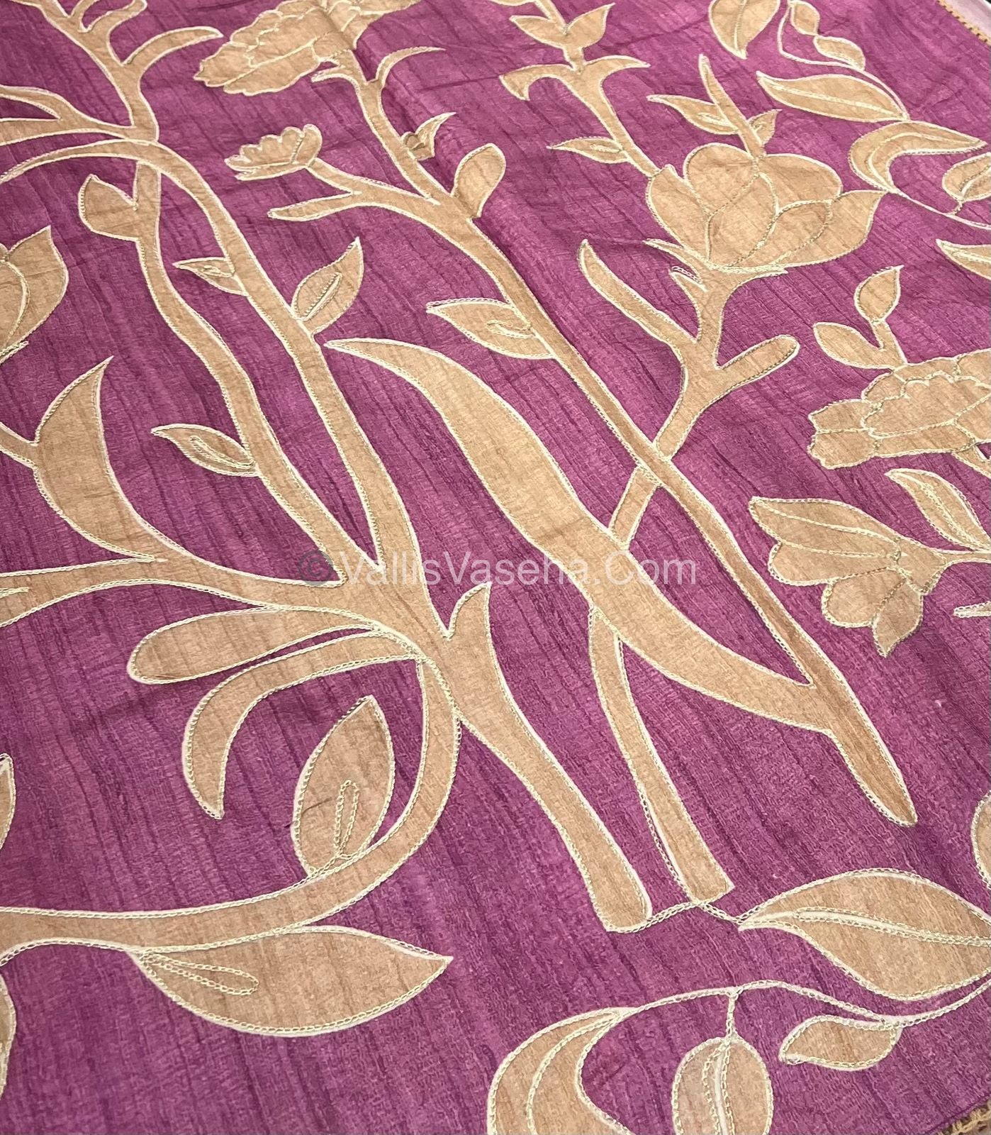 Semi Raw Silk with embroidery work - VVSRS001