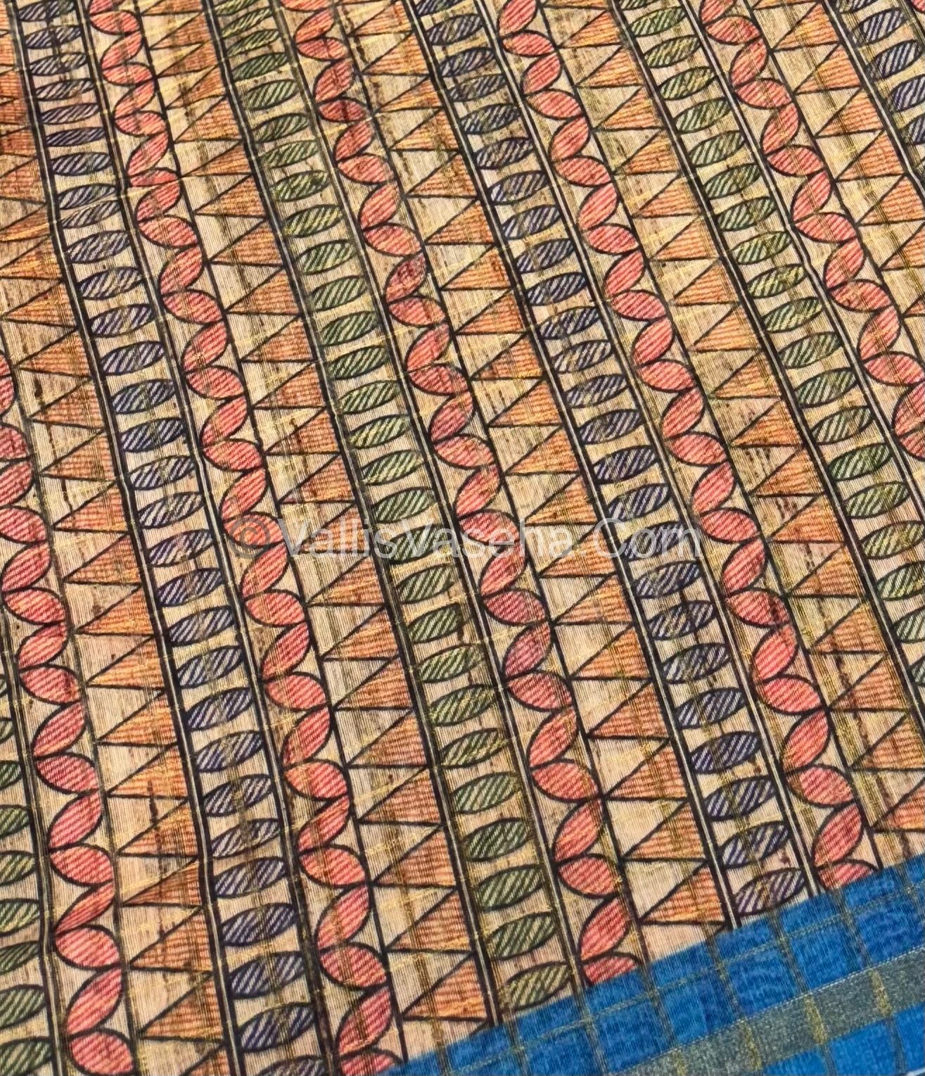 Semi Chanderi Saree - Fusion Of Bandhini & Madhubani- VVSCS002