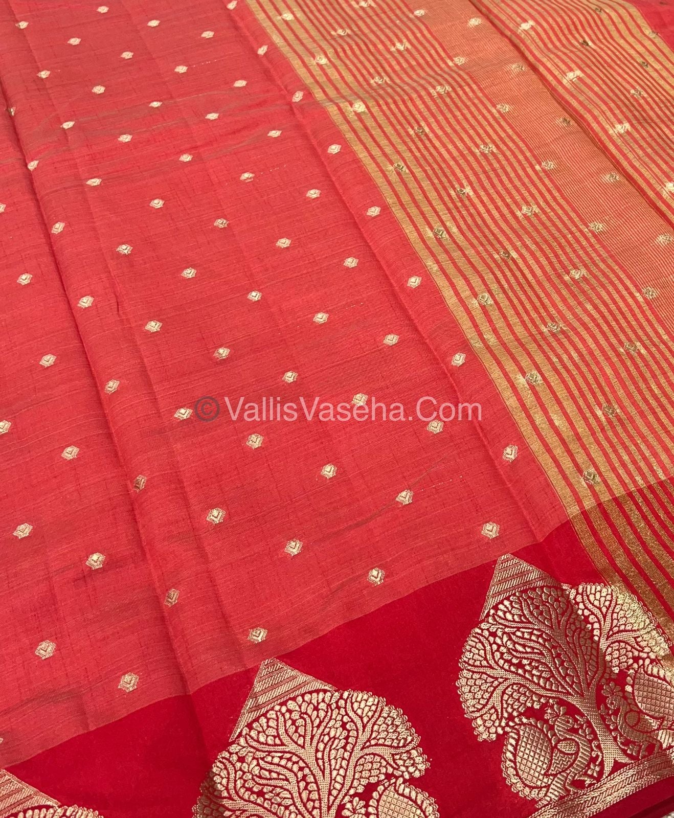 Semi Tussar Silk Saree - Red Shade - VVSTS036