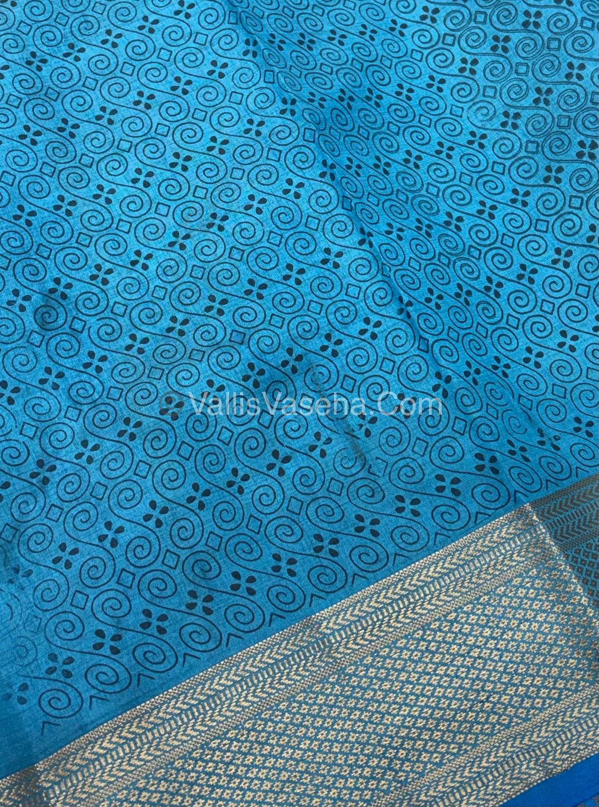 Semi Tussar Silk Saree - Ikkat / Pochampally Design - Blue Shade - VVSTS033