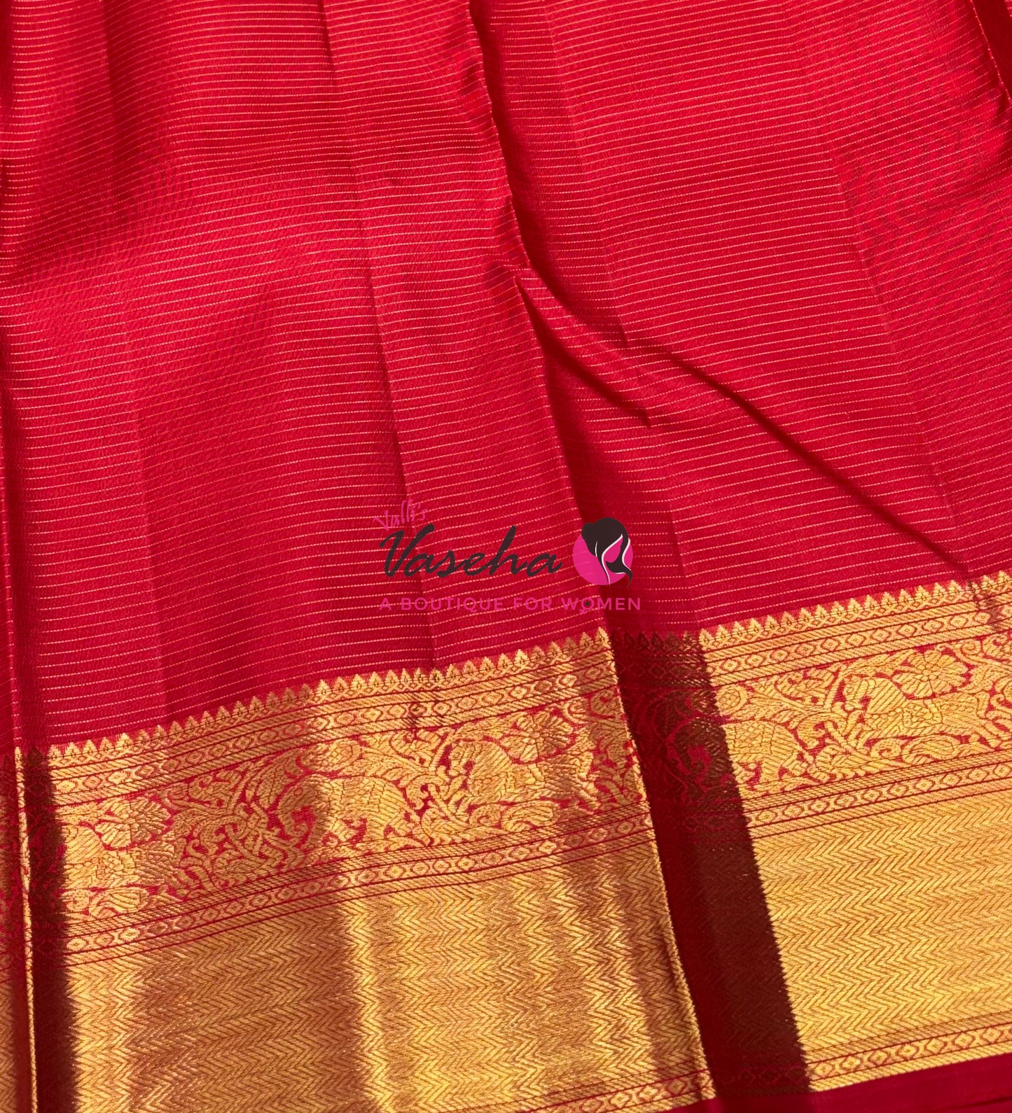Pure Kanchipuram Silk Saree - Vairavoosi Design - Red Shade - VVPS060