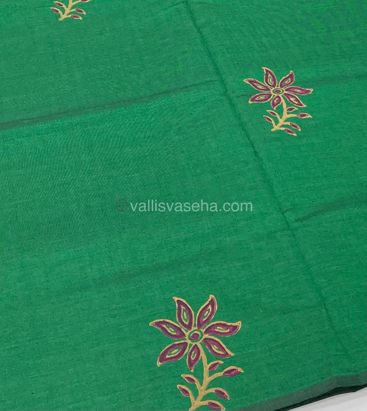 South Mixed Printed Cotton - Green With Pink - VVPCP002
