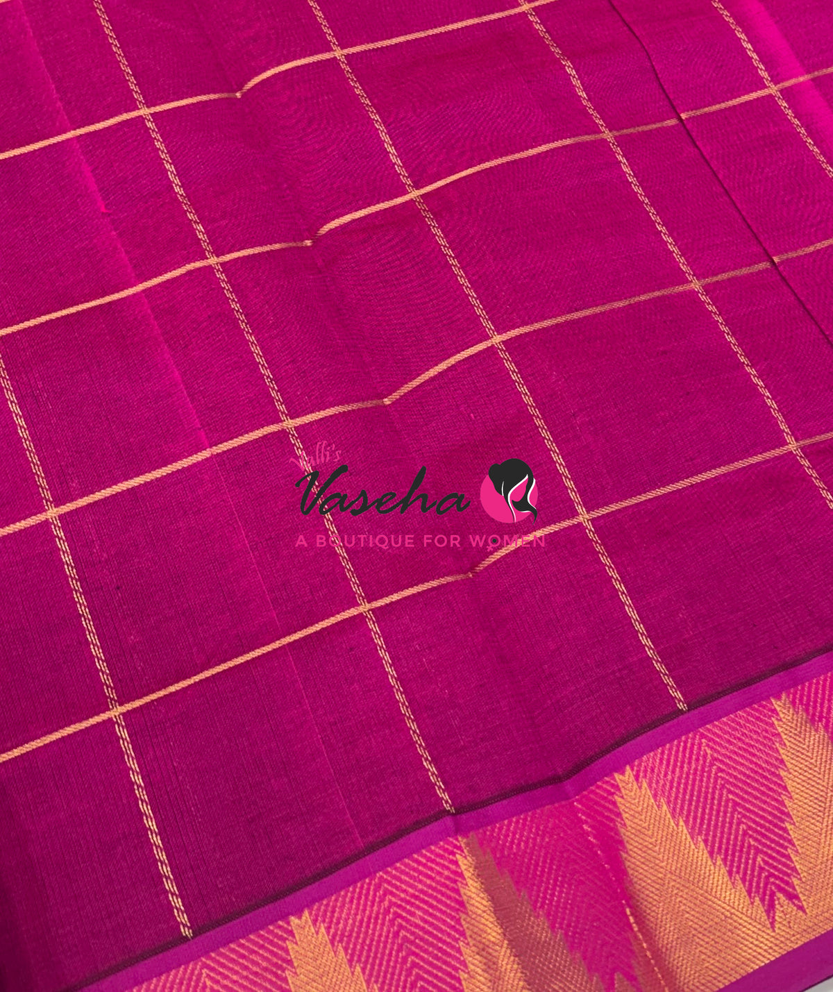 Semi Silk Cotton Saree - Checked Pattern with Butta - VVSSC013