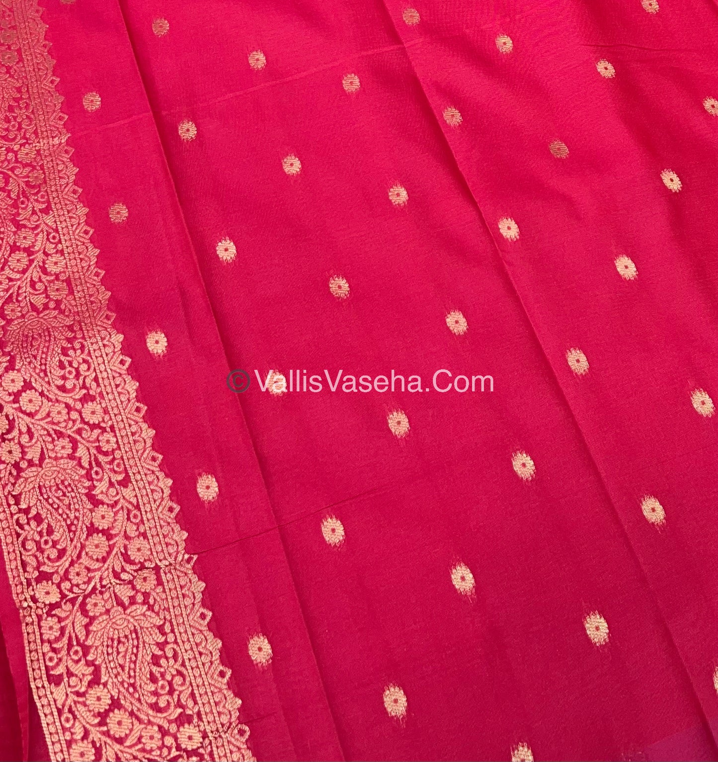Semi Soft Silk - Tree With Double Birds Butta Border - Pink Shade -VVSSS011