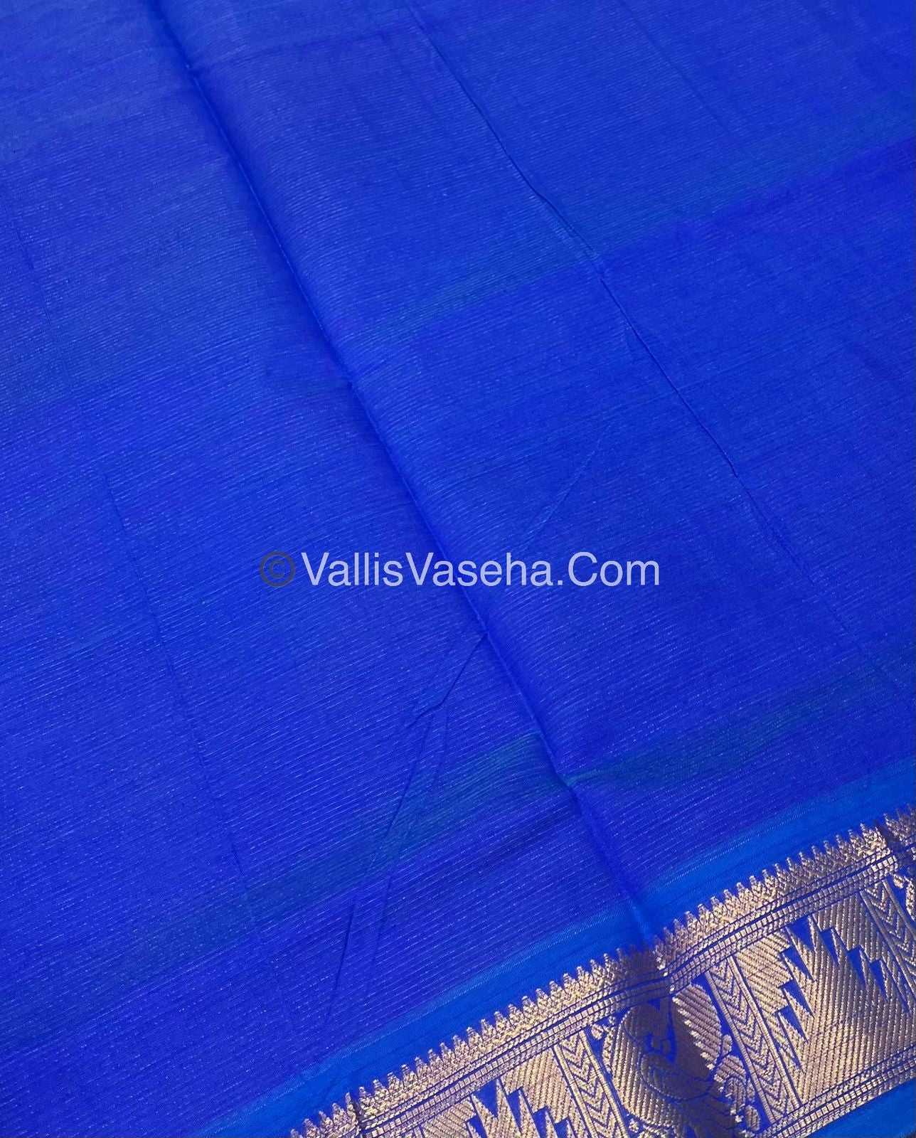 Semi Silk Cotton Saree - Red With Blue Shade - VVSSC008
