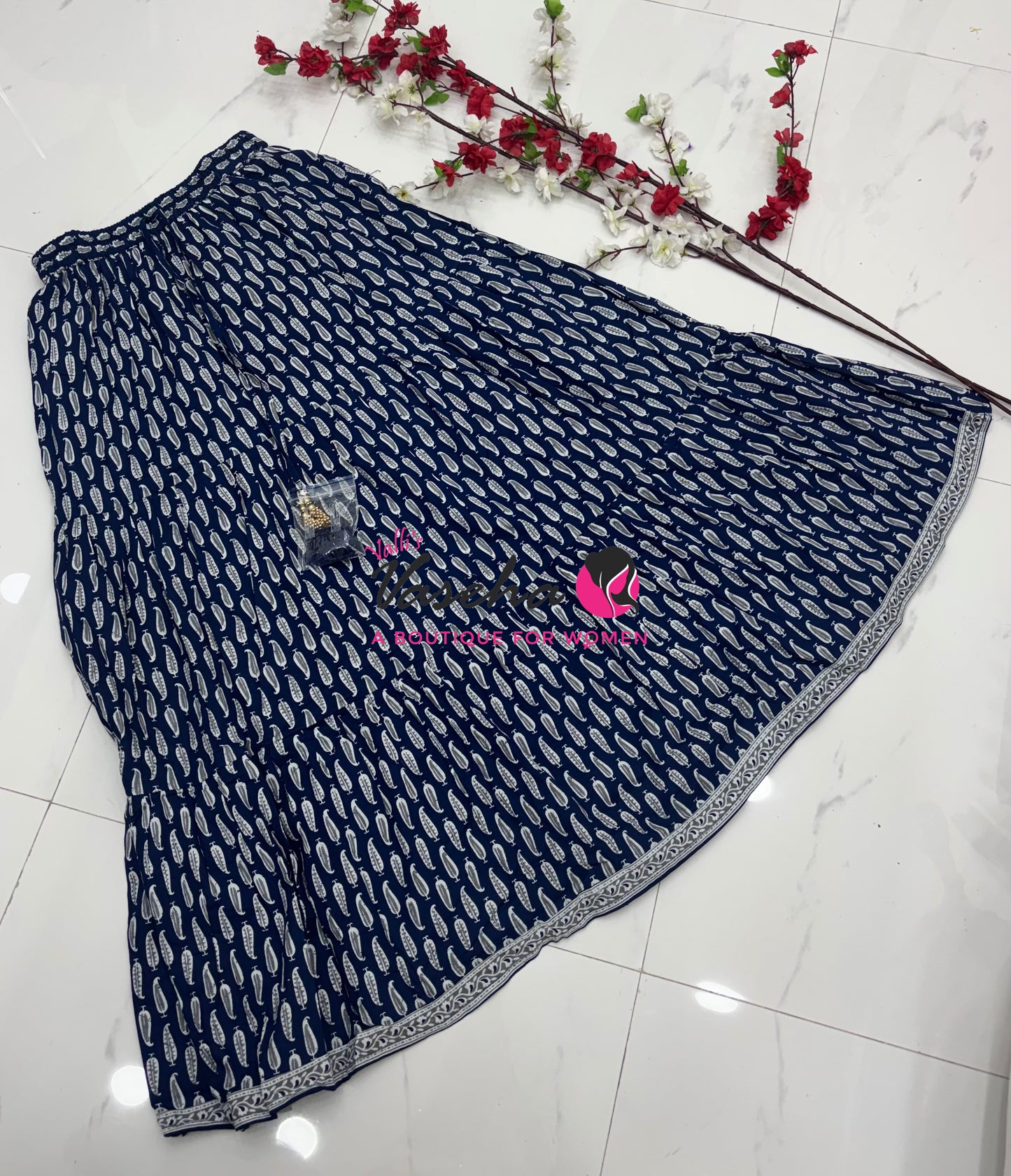 Skirts - Indigo Blue shade - Free Size ( Fit Upto XL Size) - VVPS001