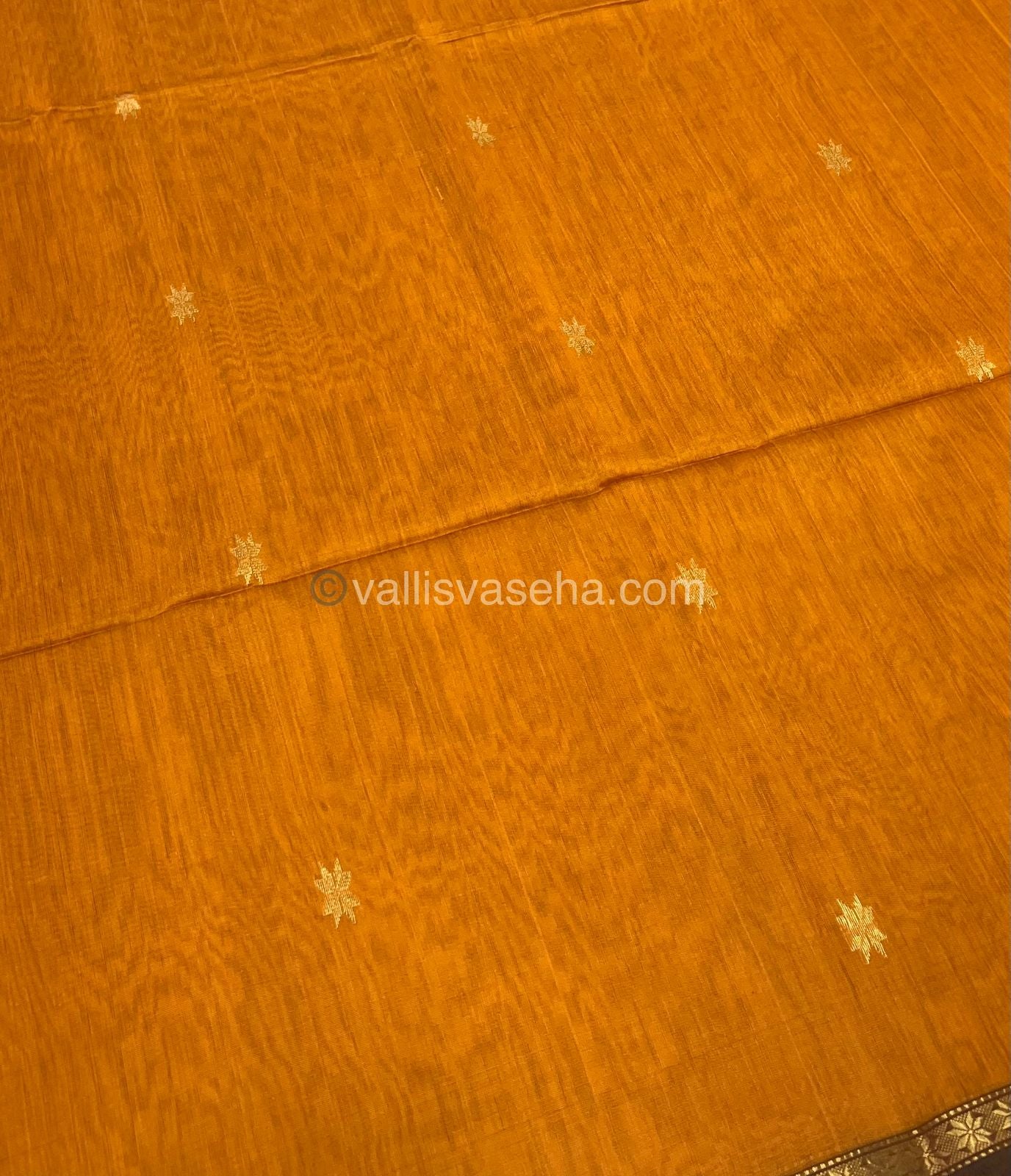 Pure Maheshwari Silk Cotton Saree - Orangish Rust & Black Color - VVMSC002